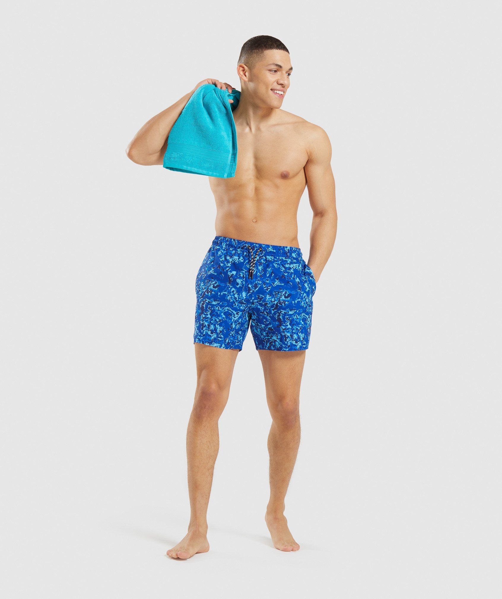 Swim Shorts in Blue Water Print