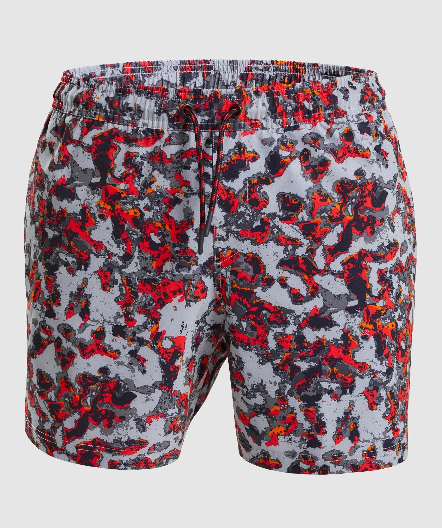 Swim Shorts in Grey/Red Print