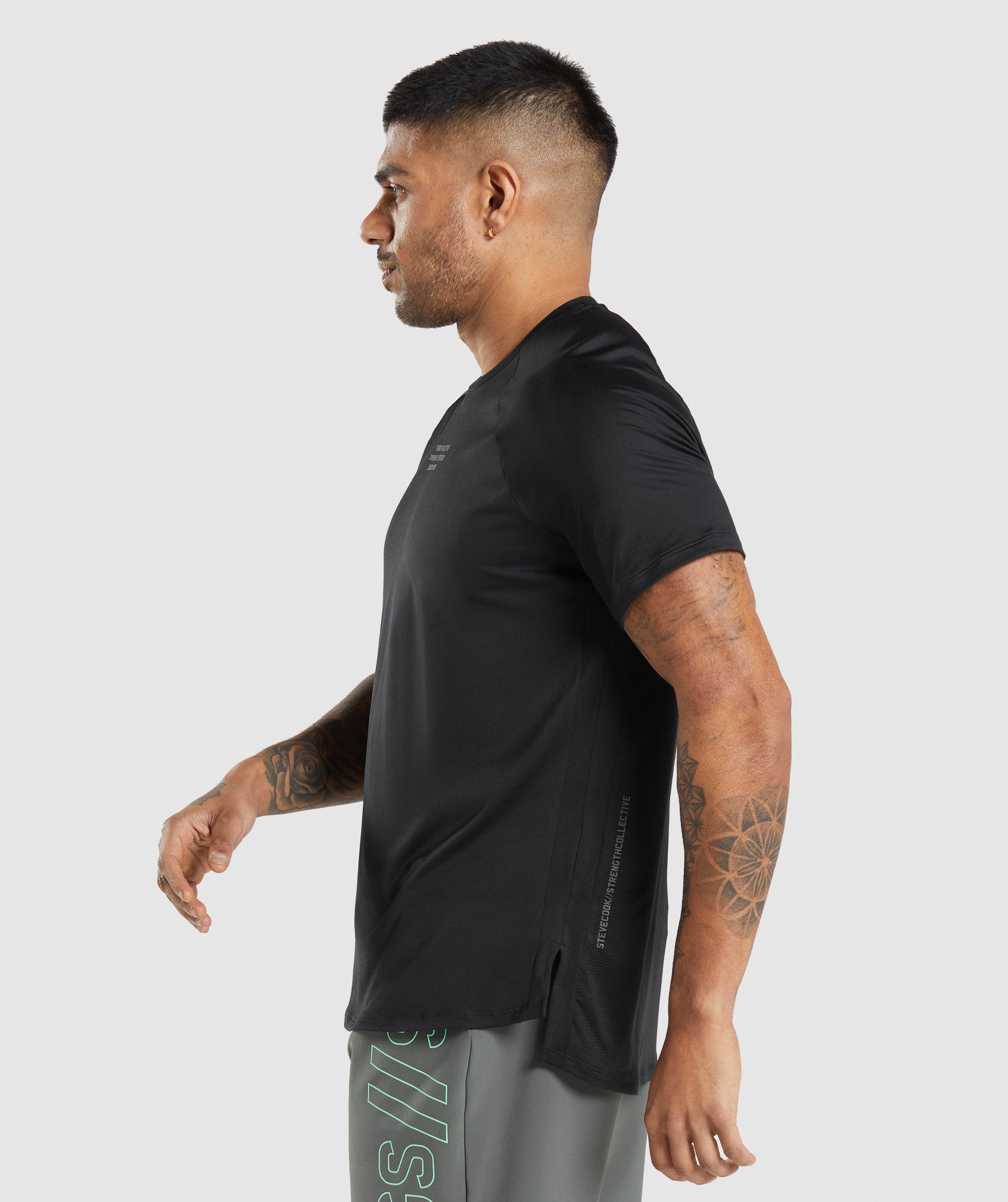 Gymshark//Steve Cook T-Shirt in Black - view 3