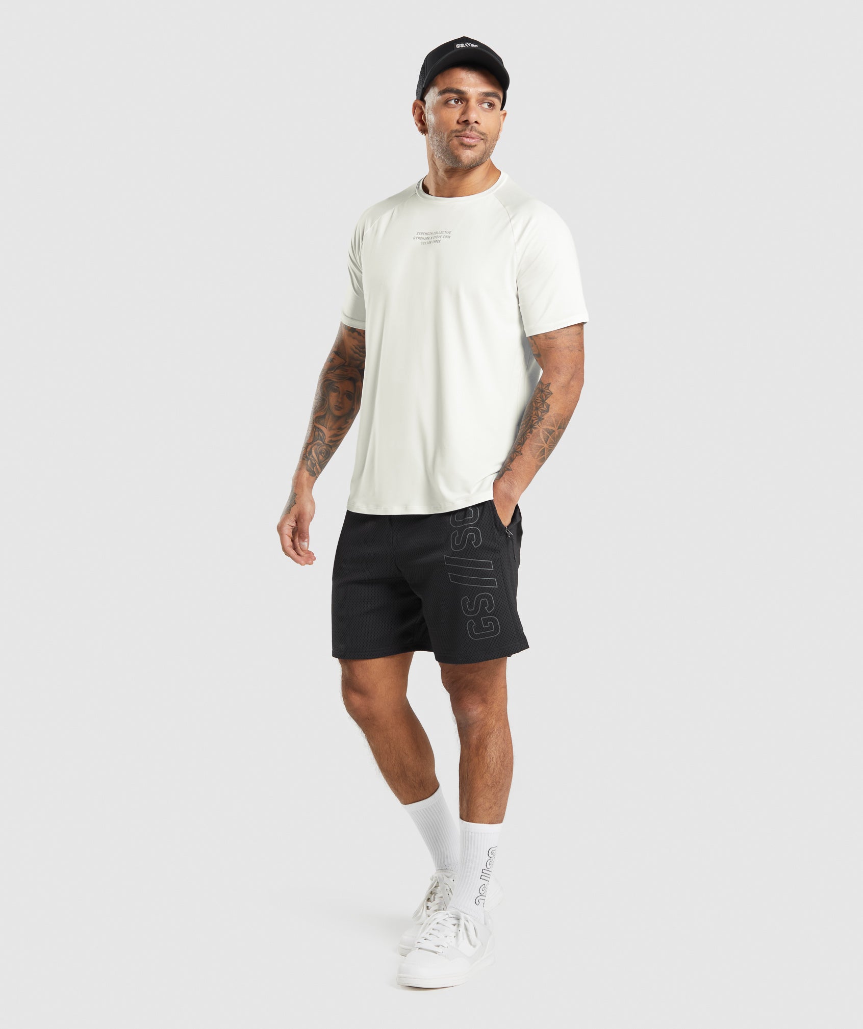 Gymshark//Steve Cook T-Shirt in Off White - view 3