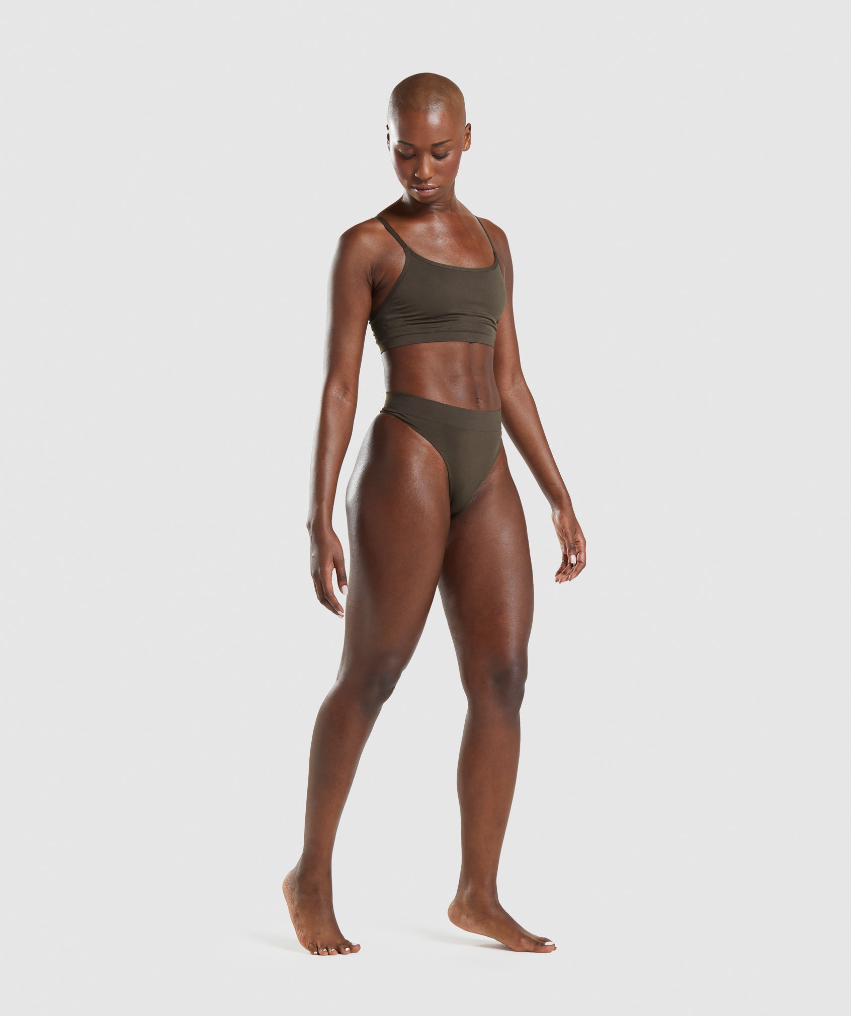 Seamless High Rise Thong in Espresso Brown - view 4