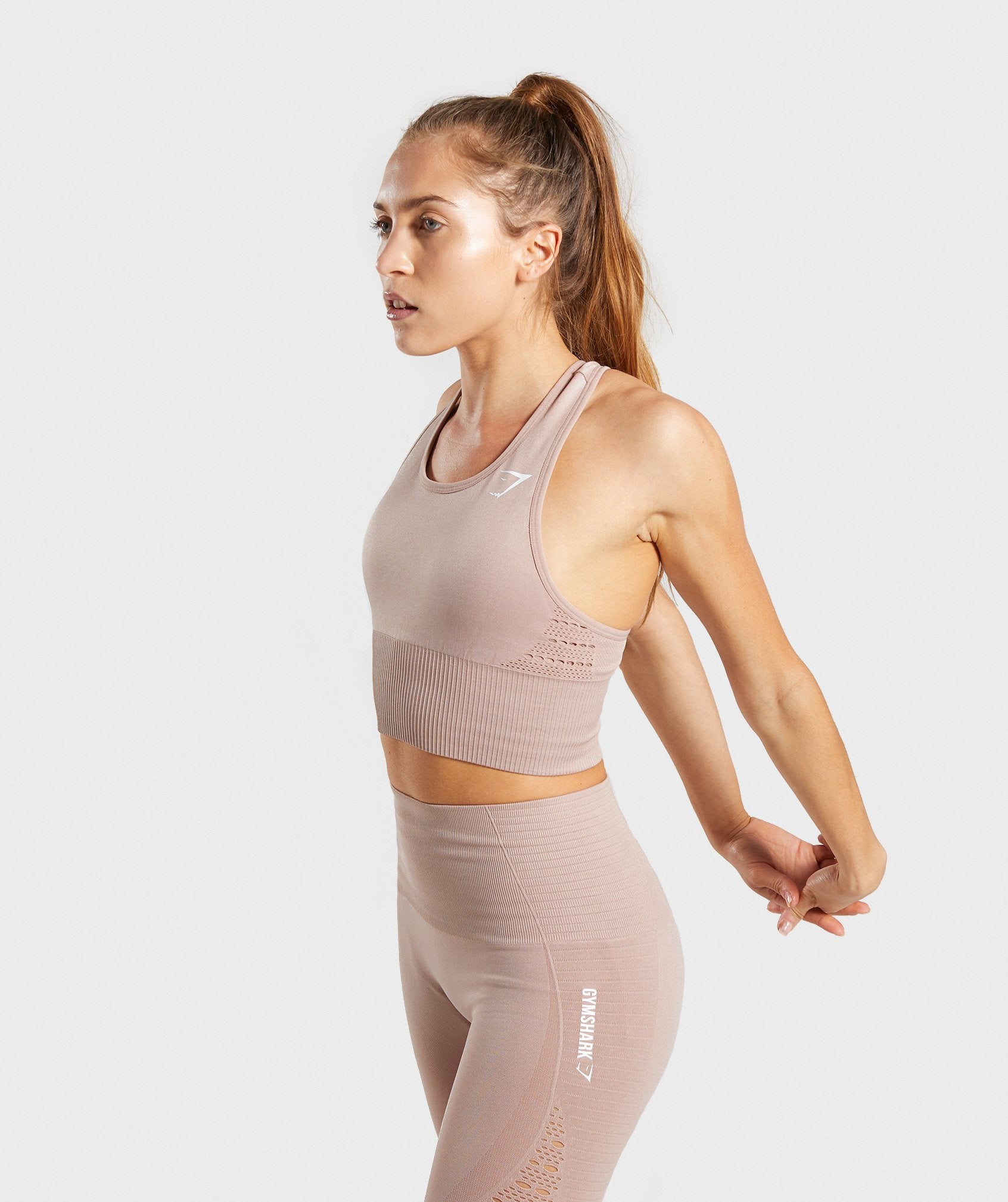 Energy Seamless Crop Vest in Taupe - view 3