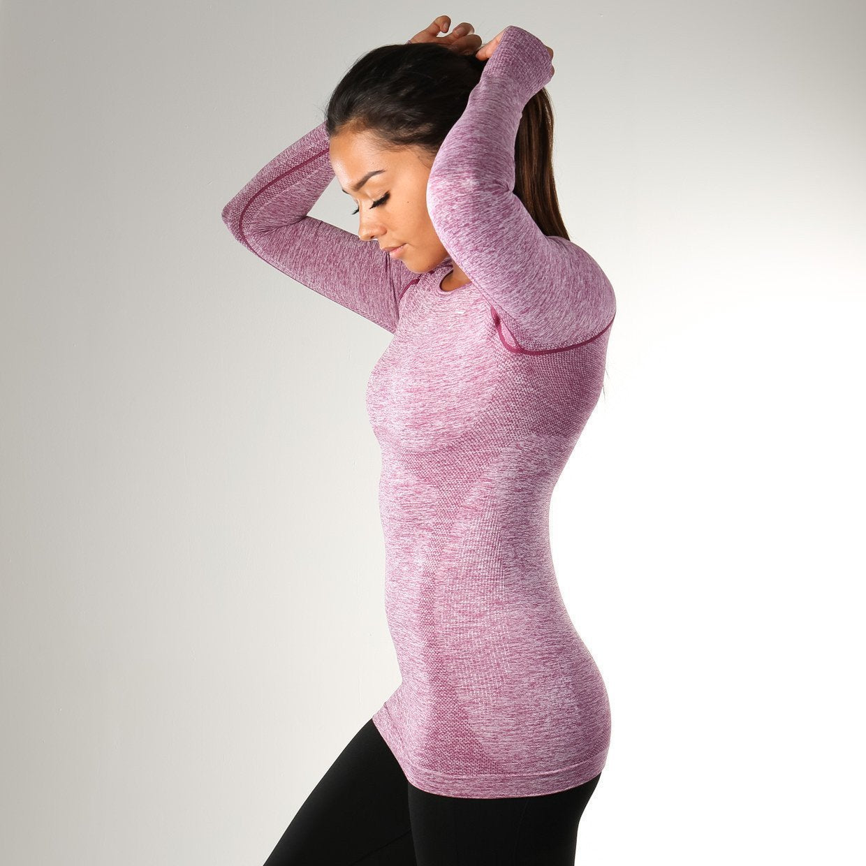 Seamless Long Sleeve Top in Plum Marl - view 3