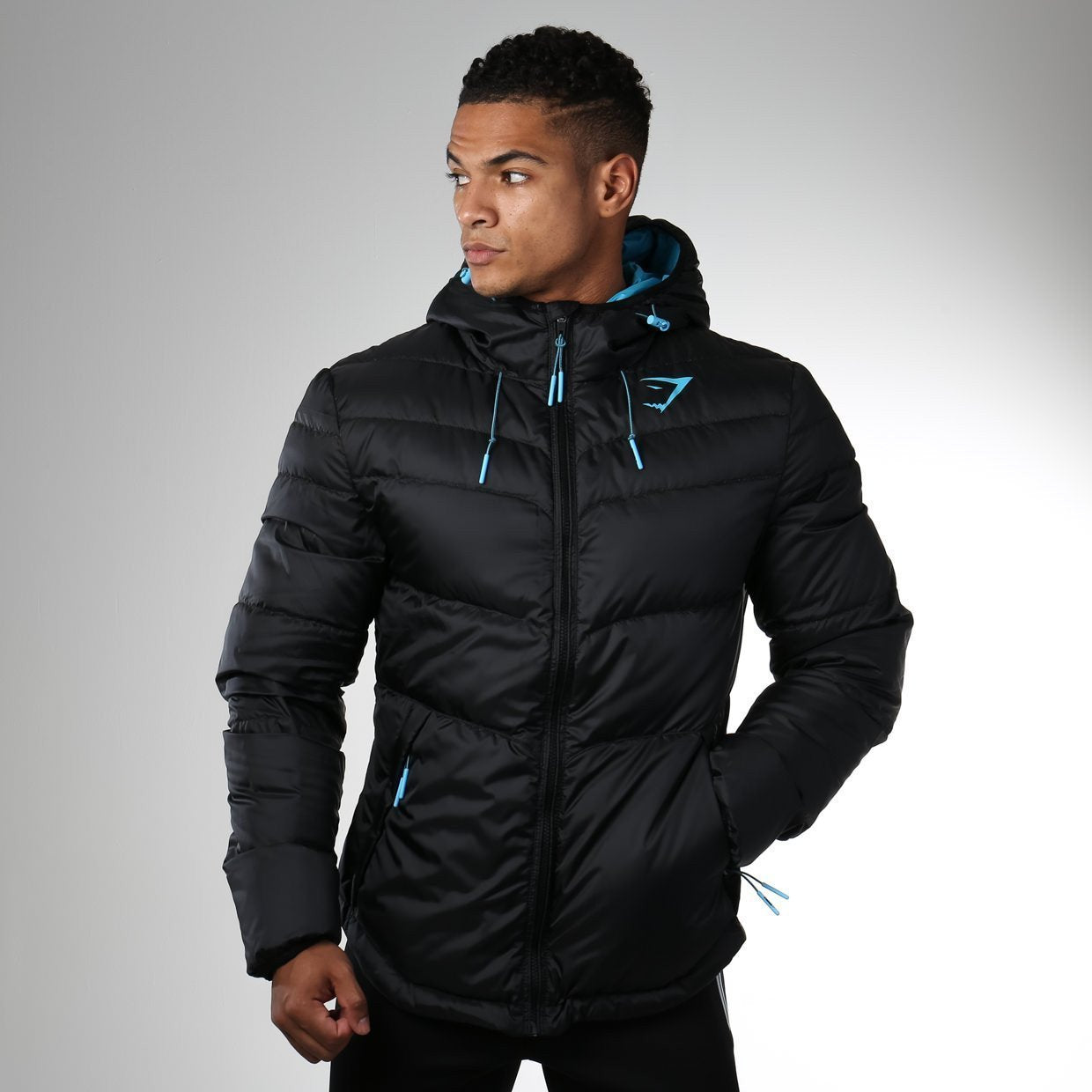 Fitted Sector Puffer Jacket in Black - view 1