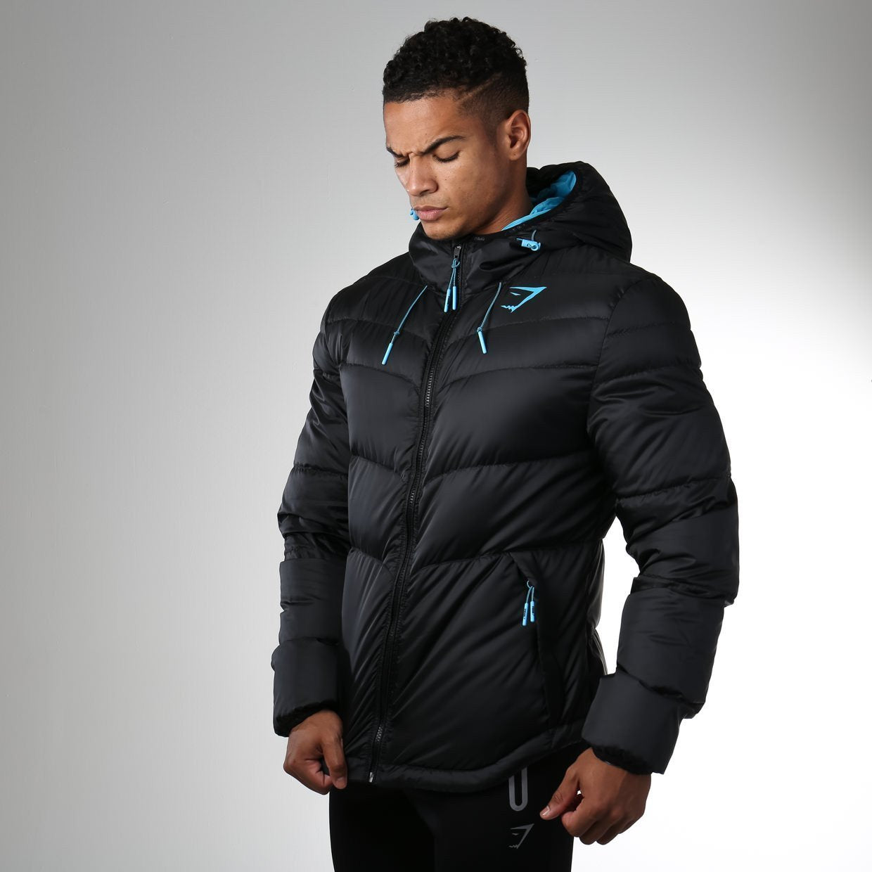 Fitted Sector Puffer Jacket in Black - view 3