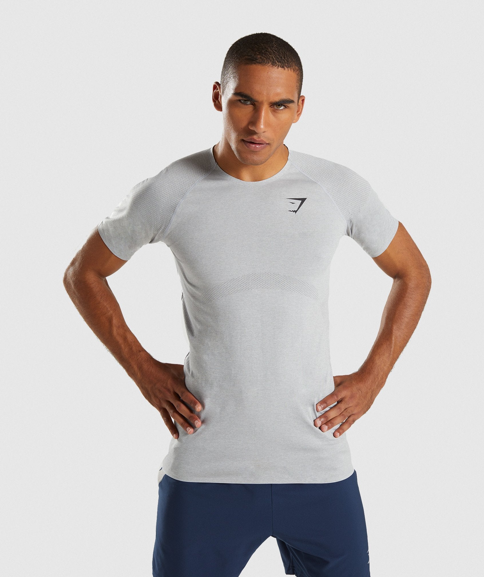 Shadow Seamless T-Shirt in Light Grey Marl - view 1
