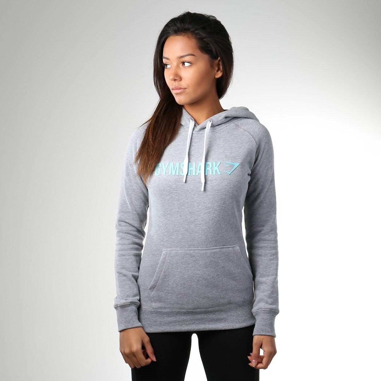 Signal Hooded Pullover in Light Grey Marl/Sea Green - view 1