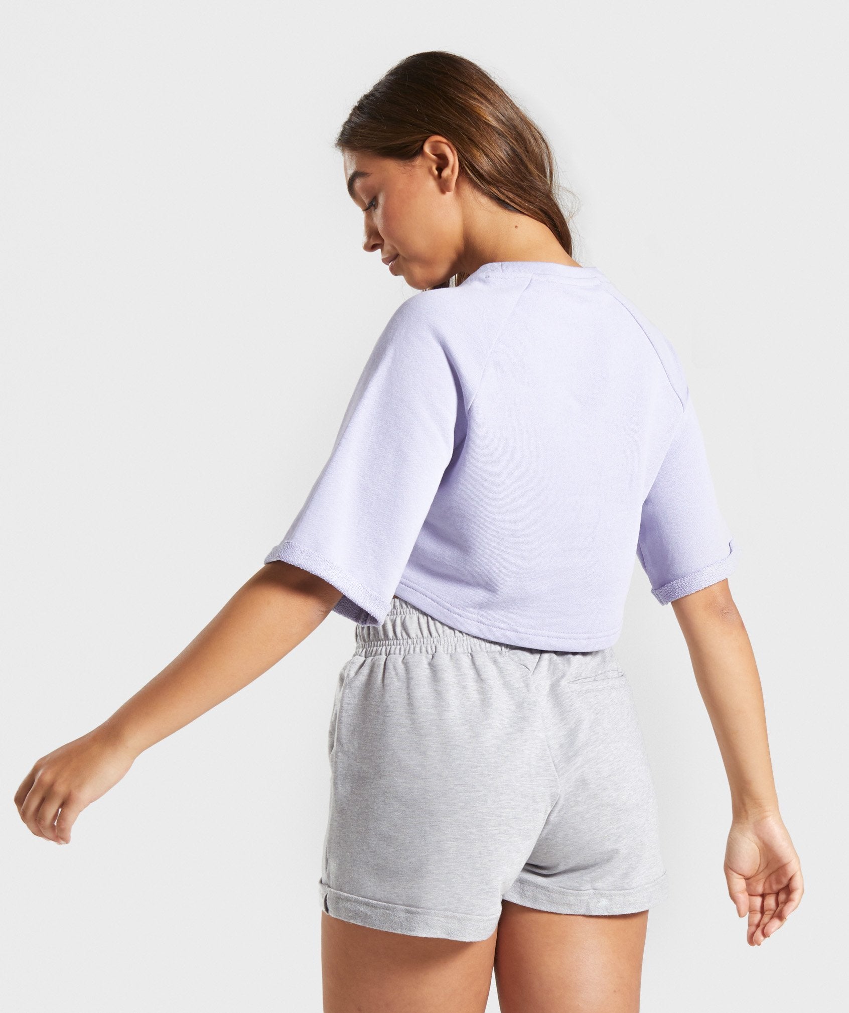 Signature Boxy Cropped Sweater in Lavender - view 2
