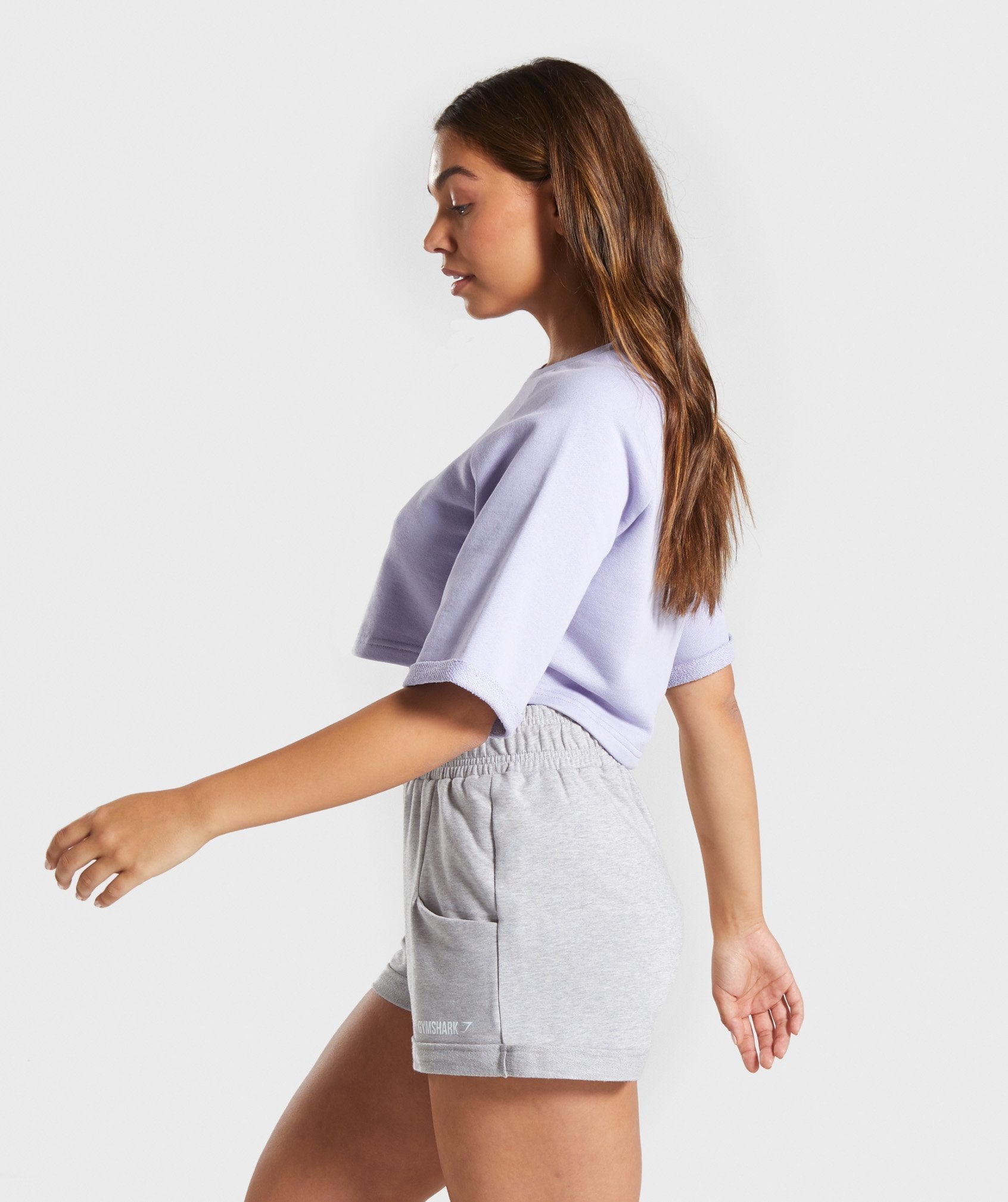 Signature Boxy Cropped Sweater in Lavender - view 3