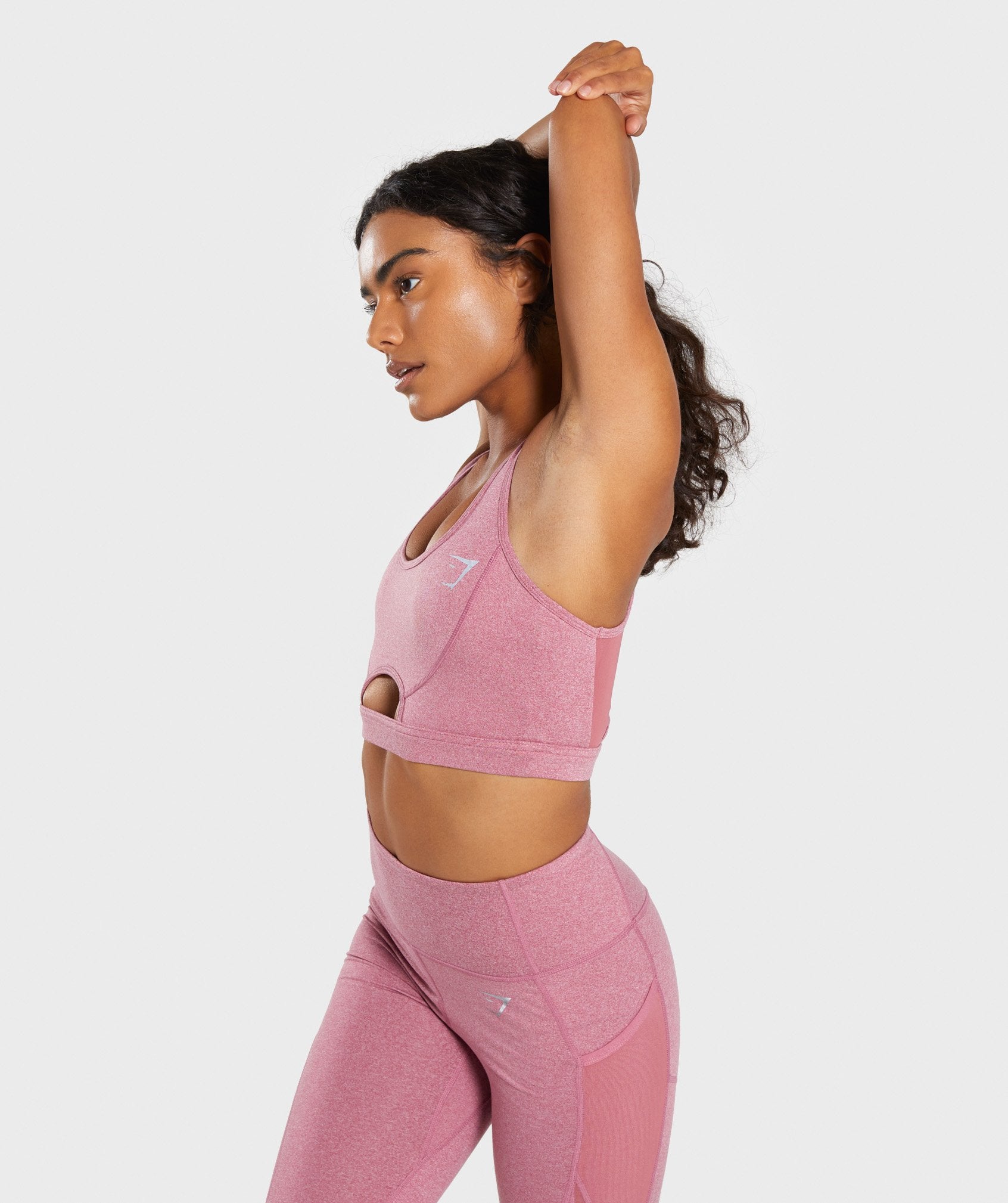 Sleek Sculpture Sports Bra in Dusky Pink Marl - view 3