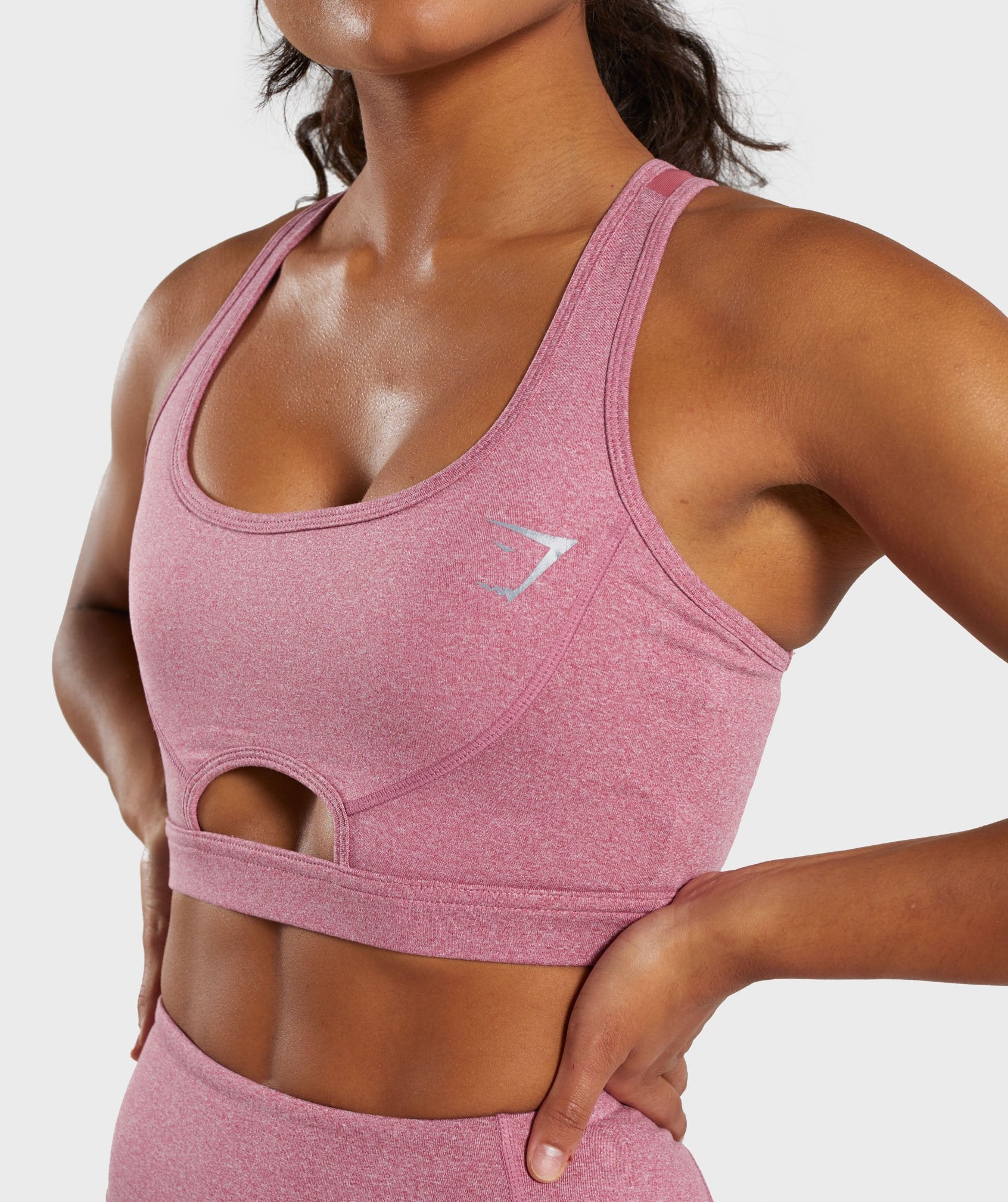 Sleek Sculpture Sports Bra in Dusky Pink Marl - view 6