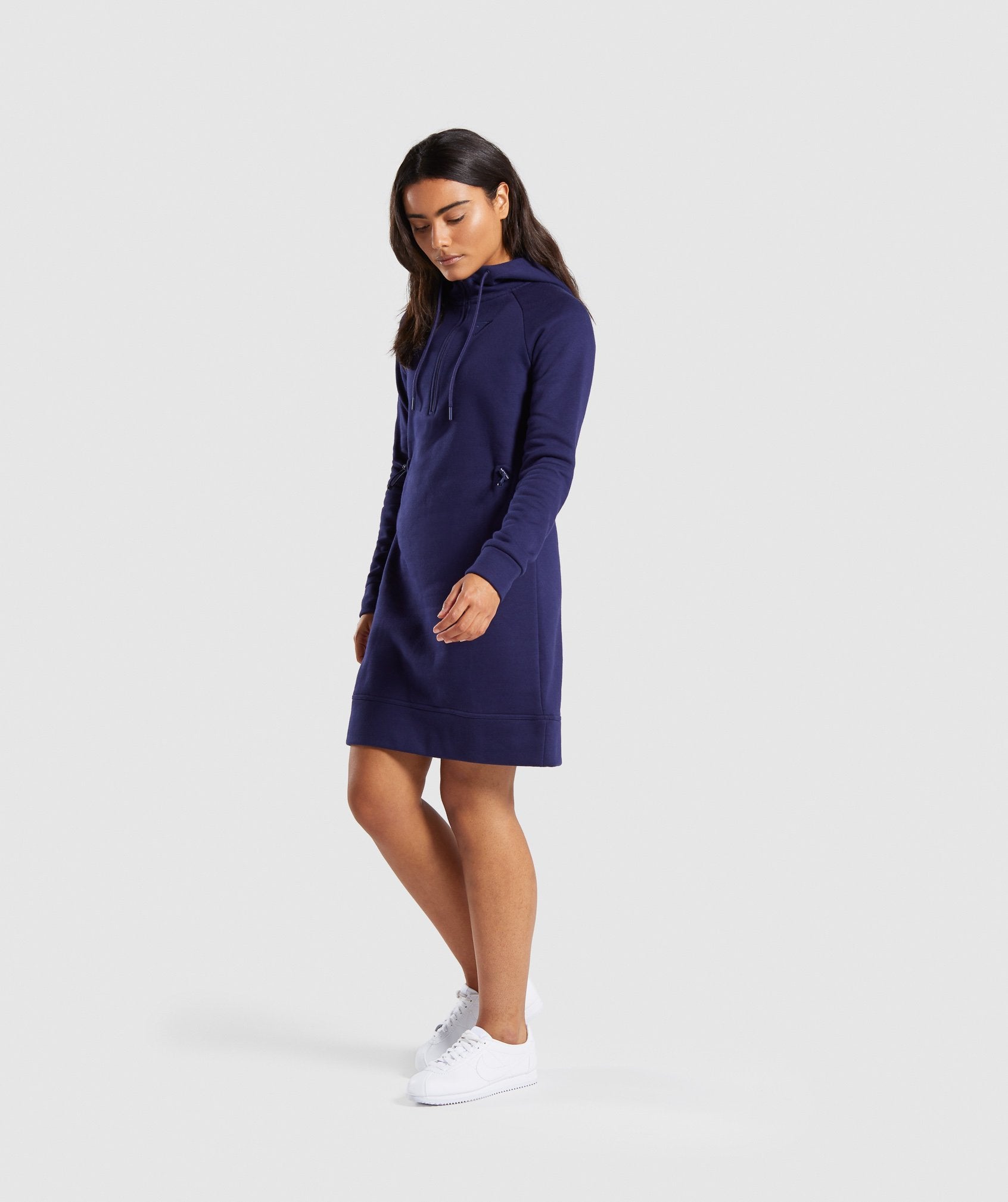 Slim Fit Hooded Dress in Evening Navy Blue - view 4