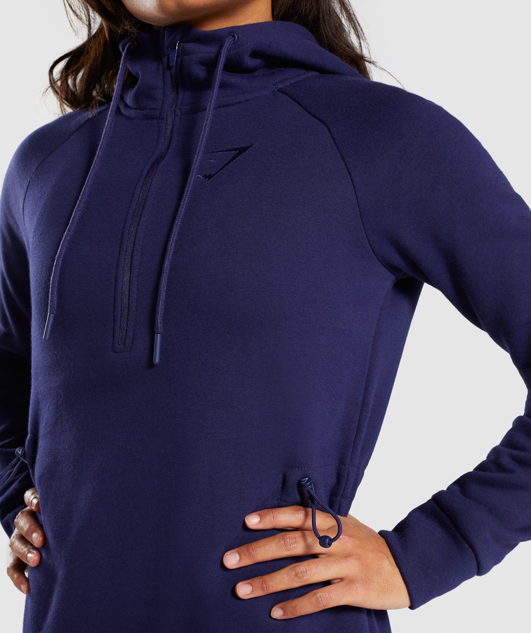 Slim Fit Hooded Dress in Evening Navy Blue - view 6