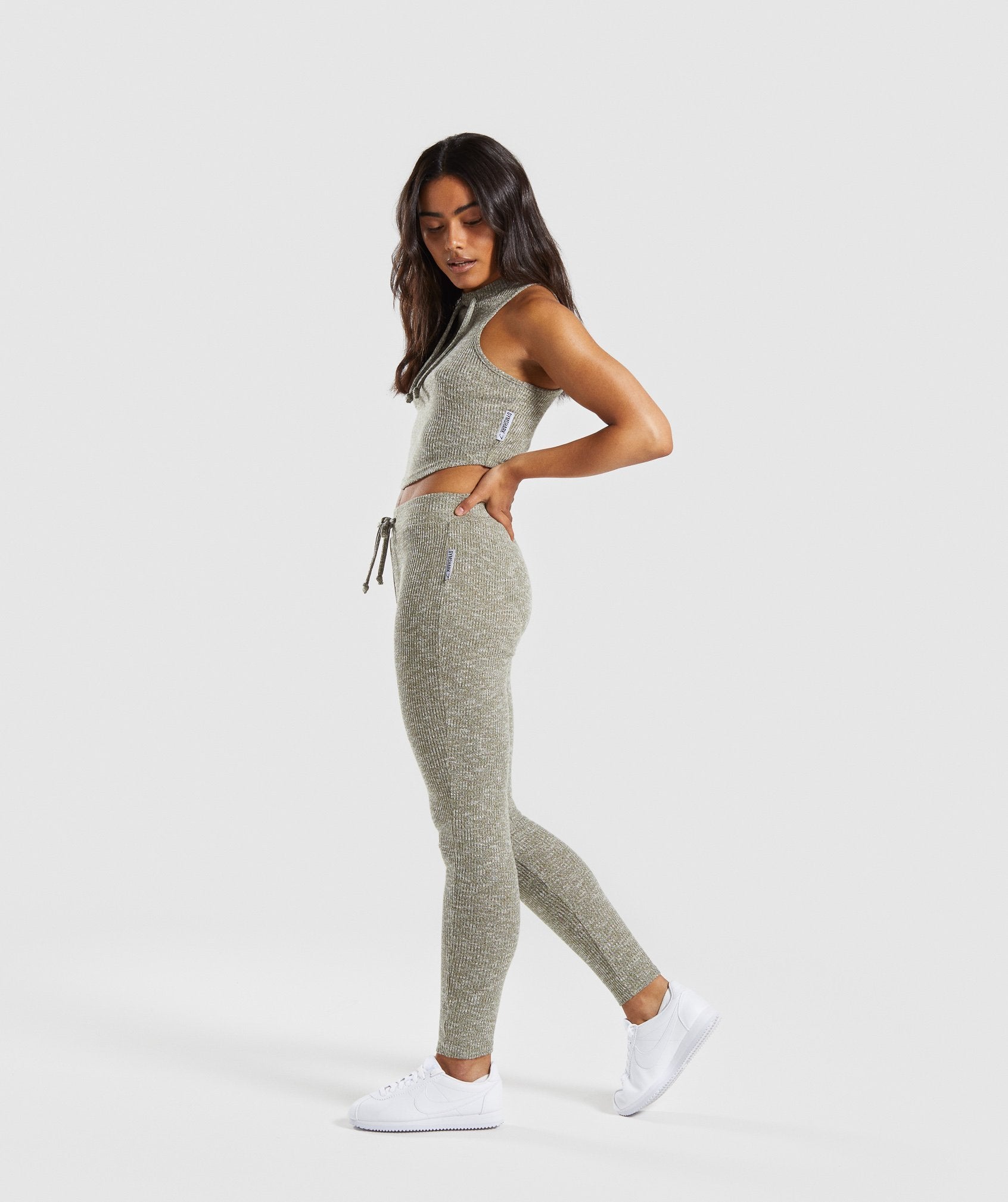 Slounge Leggings in Washed Khaki Marl - view 4