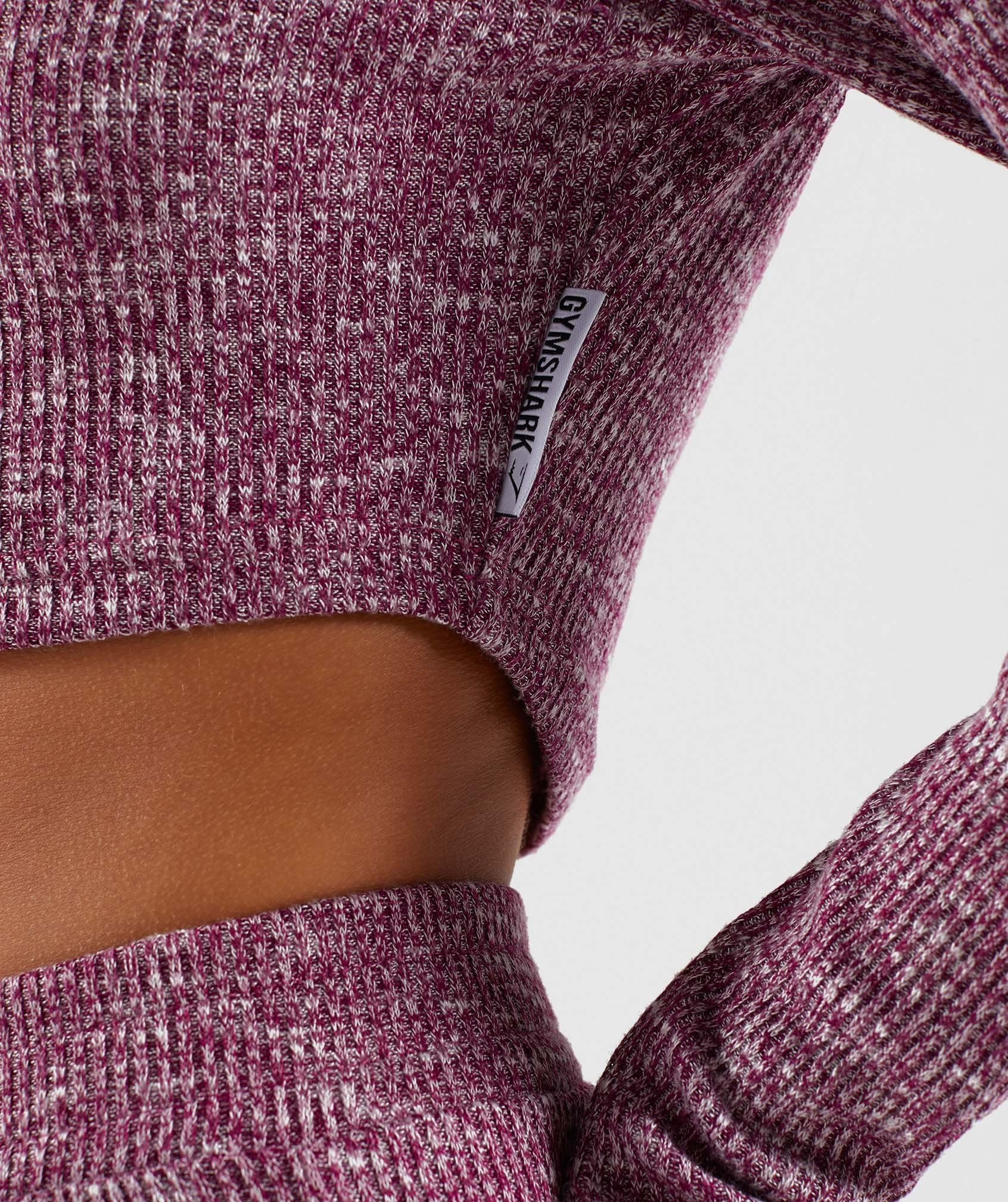 Slounge Cropped Hoodie in Deep Plum Marl - view 6