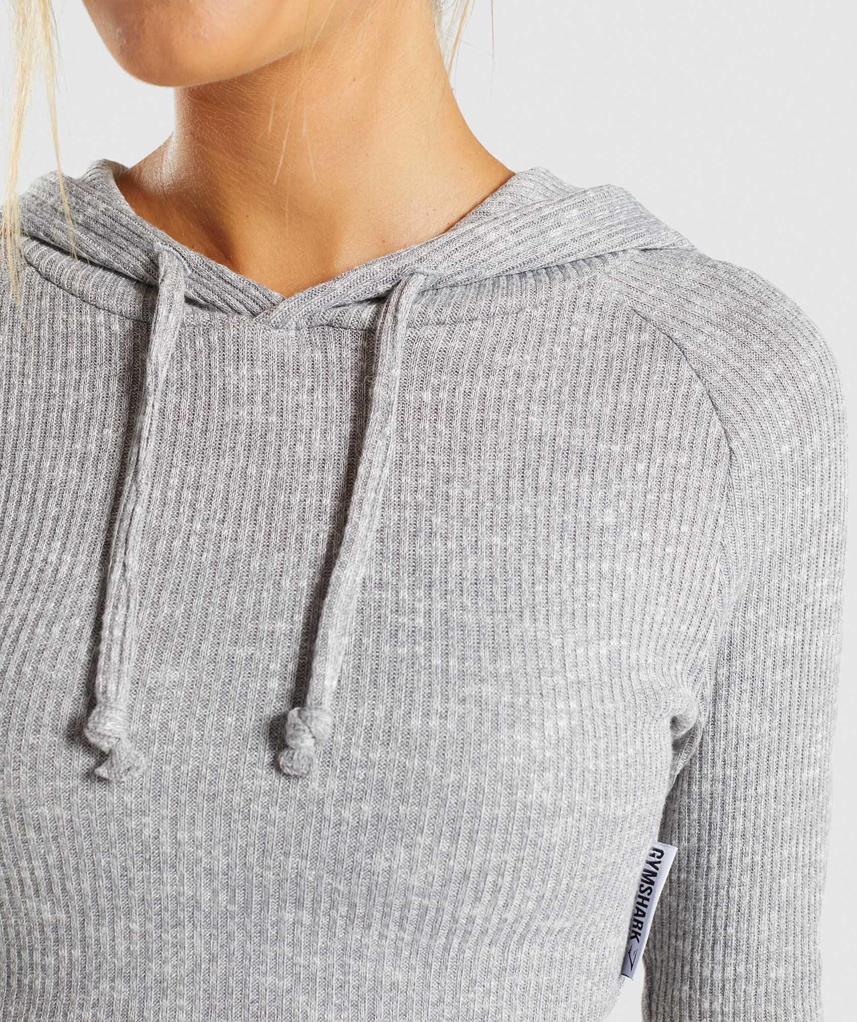 Slounge Cropped Hoodie in Light Grey Marl - view 6