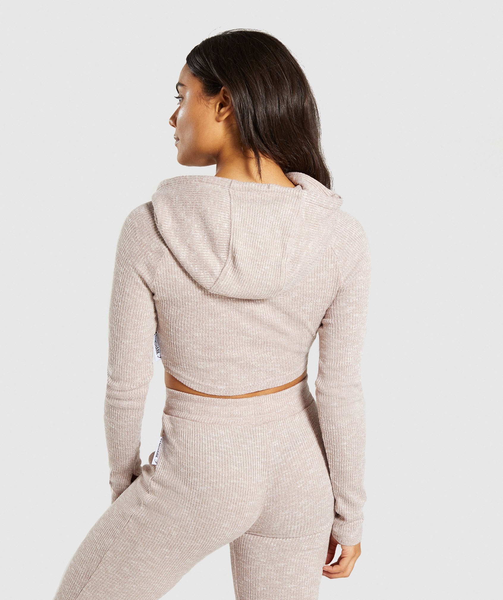 Slounge Cropped Hoodie in Taupe Marl - view 2