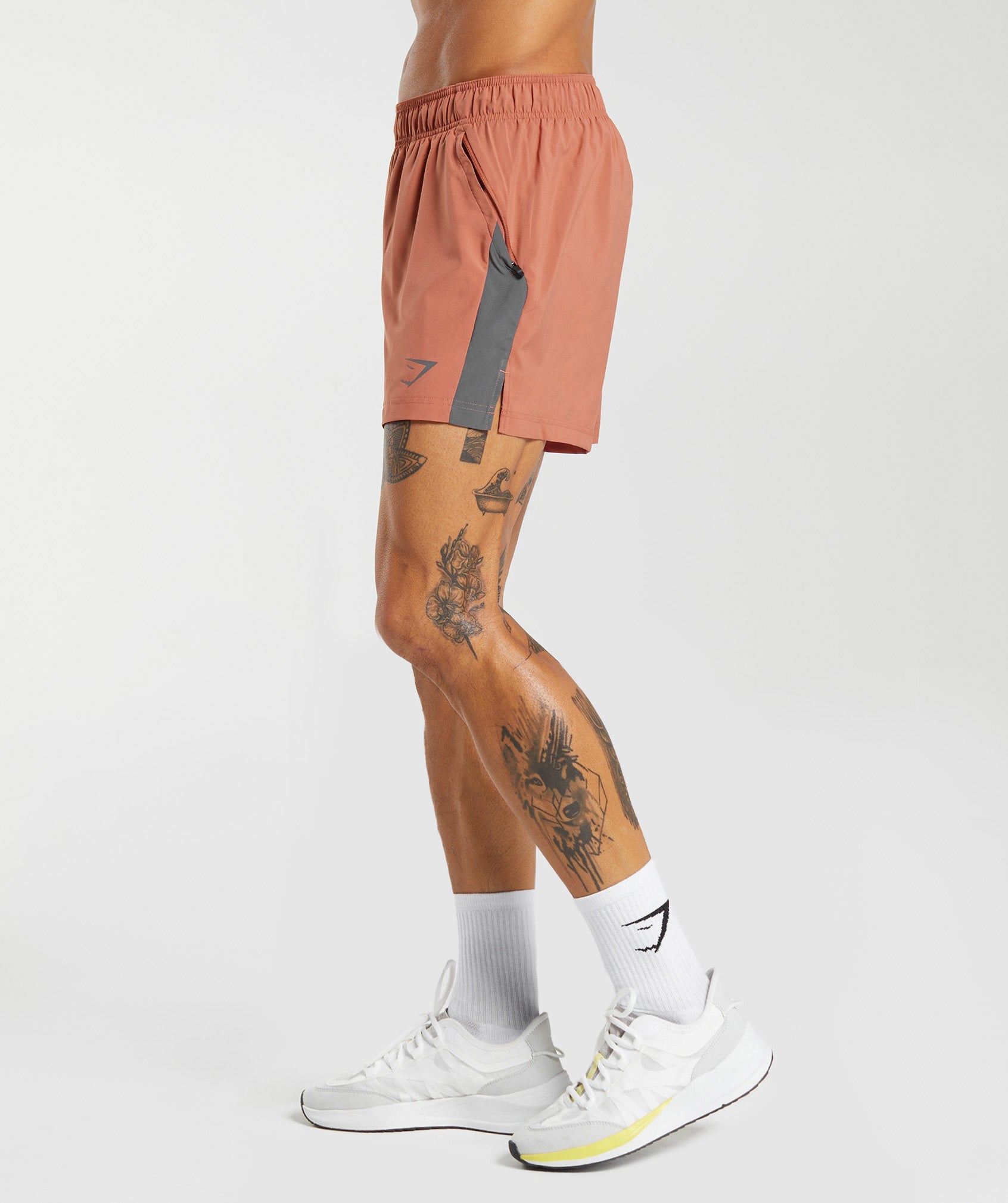 Sport 5" Shorts in Persimmon Red/Silhouette Grey