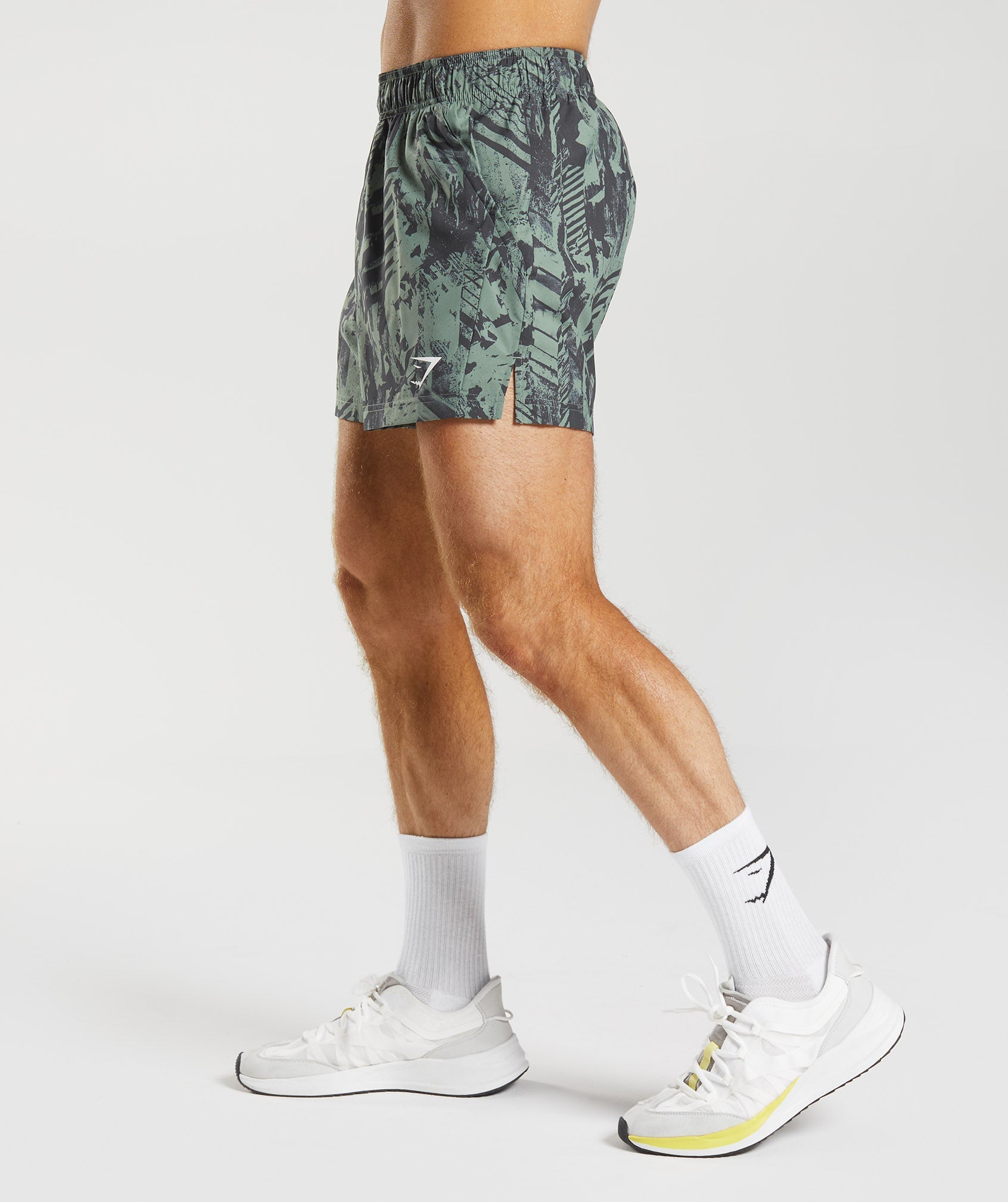 Sport 5" Shorts in Willow Green Print - view 3