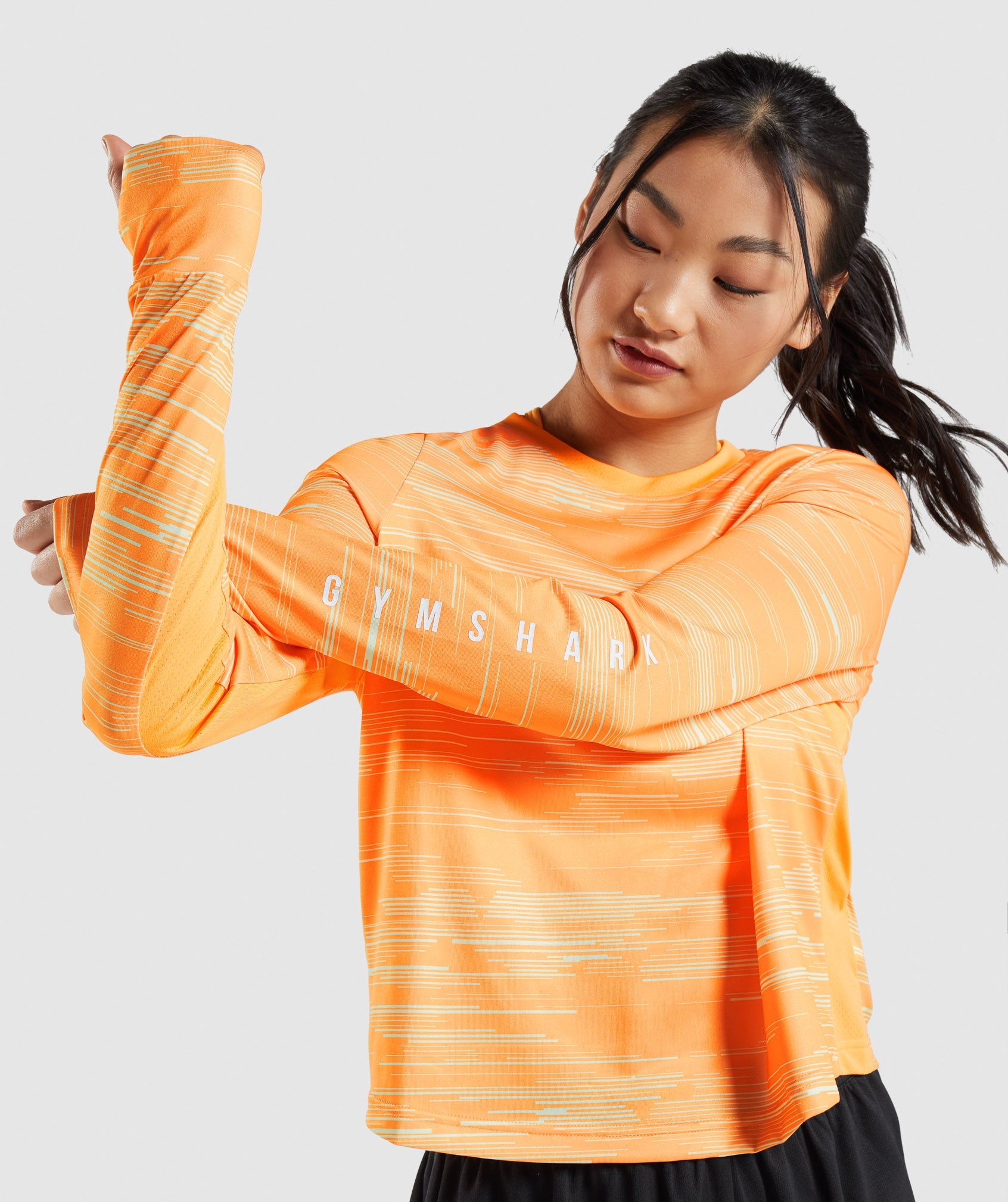 Sport Loose Long Sleeve T-Shirt in Orange Print - view 5