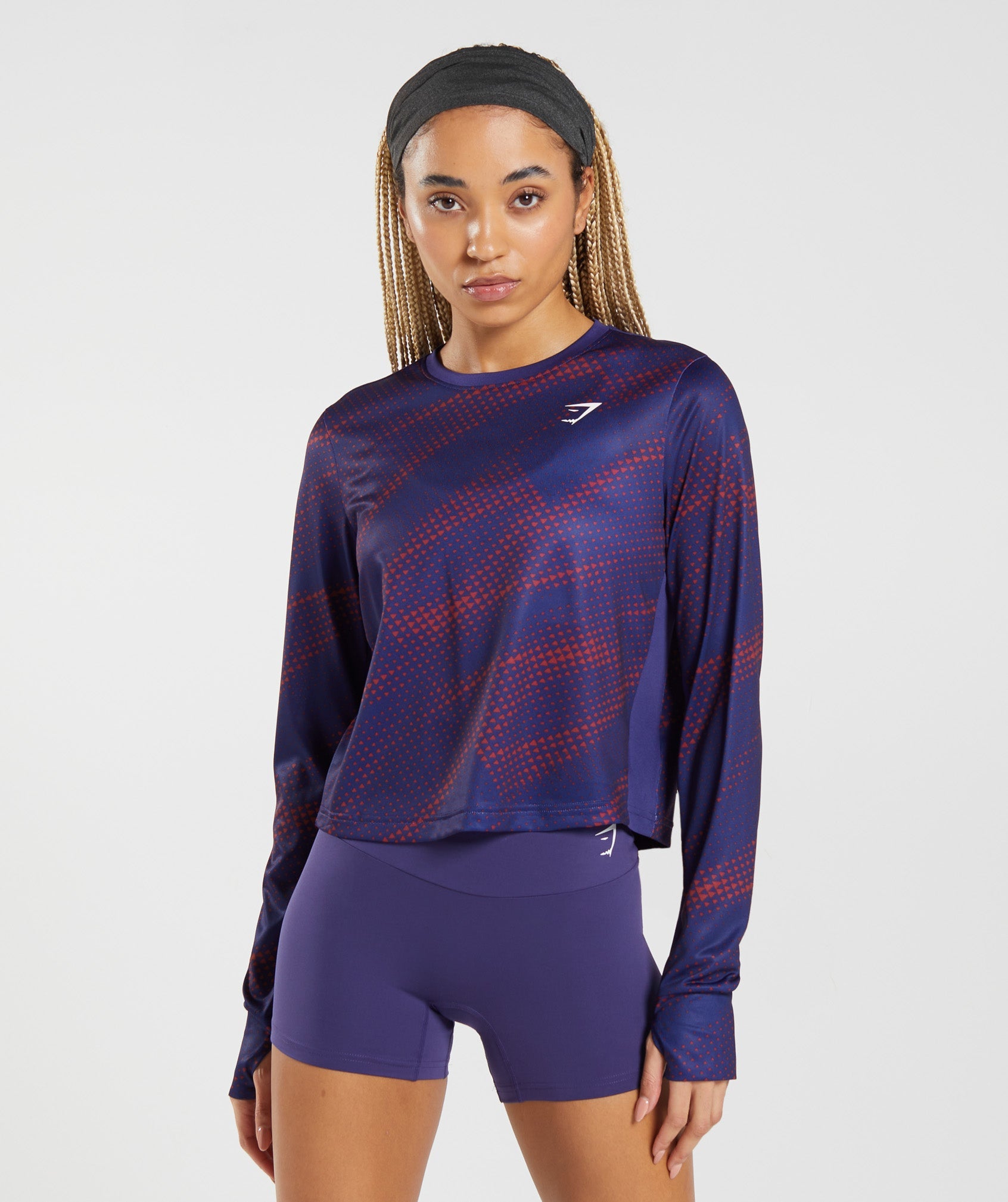 Sport Printed Long Sleeve T-Shirt in Neptune Purple is niet op voorraad