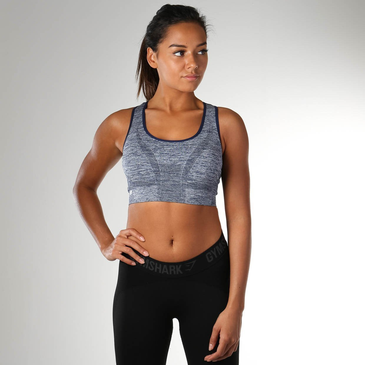 Seamless Sports Bra in Sapphire Blue Marl - view 1