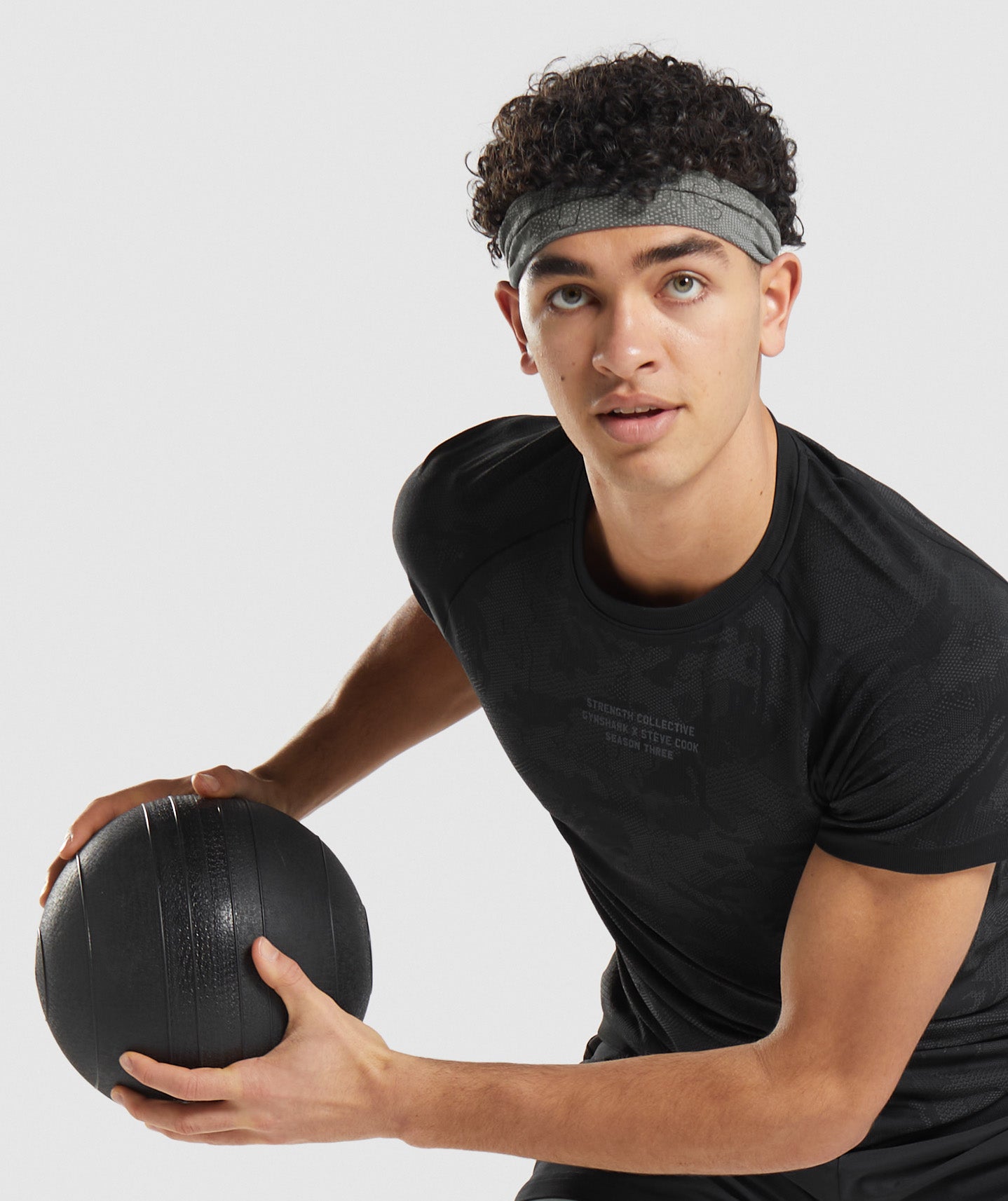 Gymshark//Steve Cook Headband in Charcoal Grey - view 4