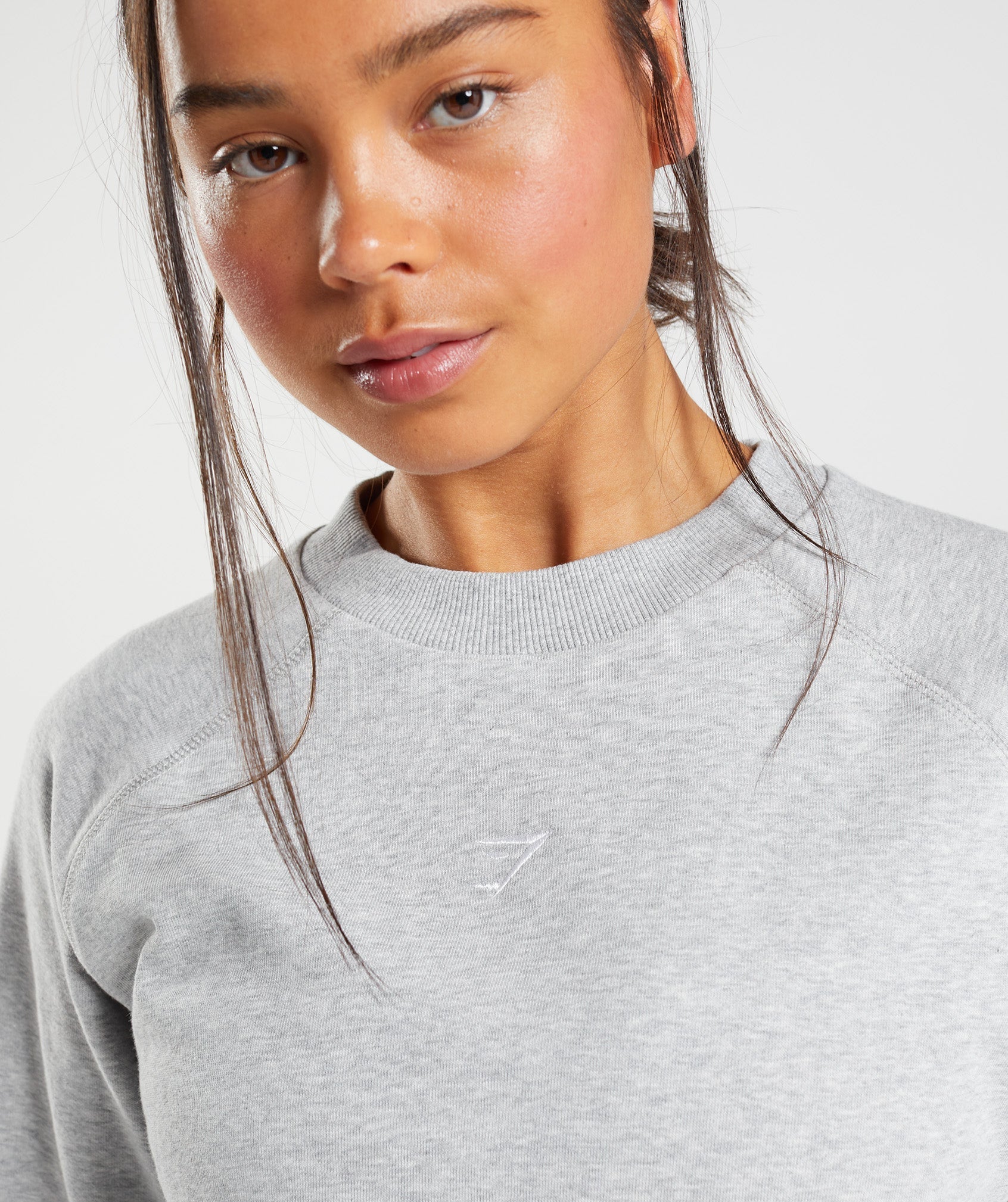 Training Cropped Sweater in Light Grey Core Marl