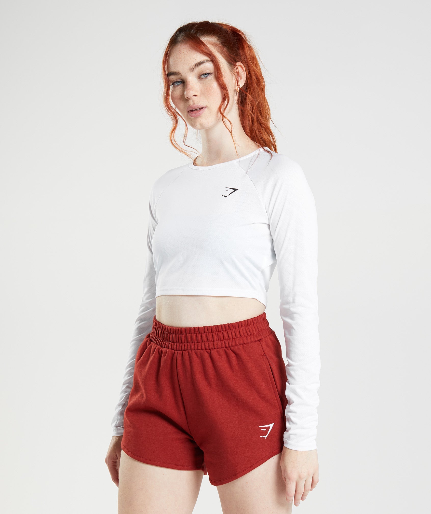 Training Long Sleeve Crop Top in White