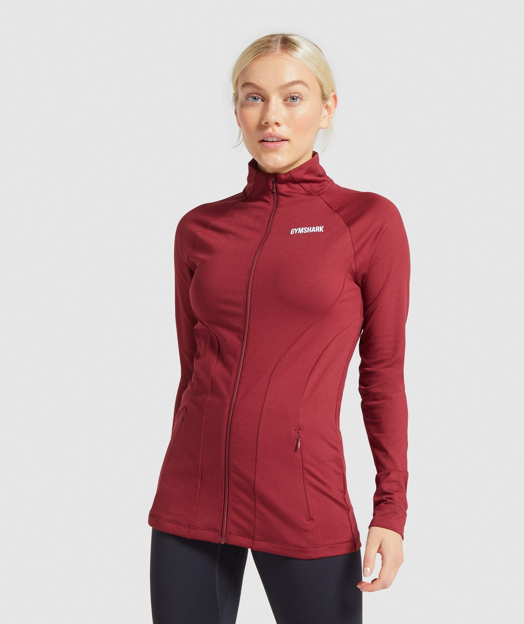 Gymshark Training Zip Up Jacket - Claret Image A