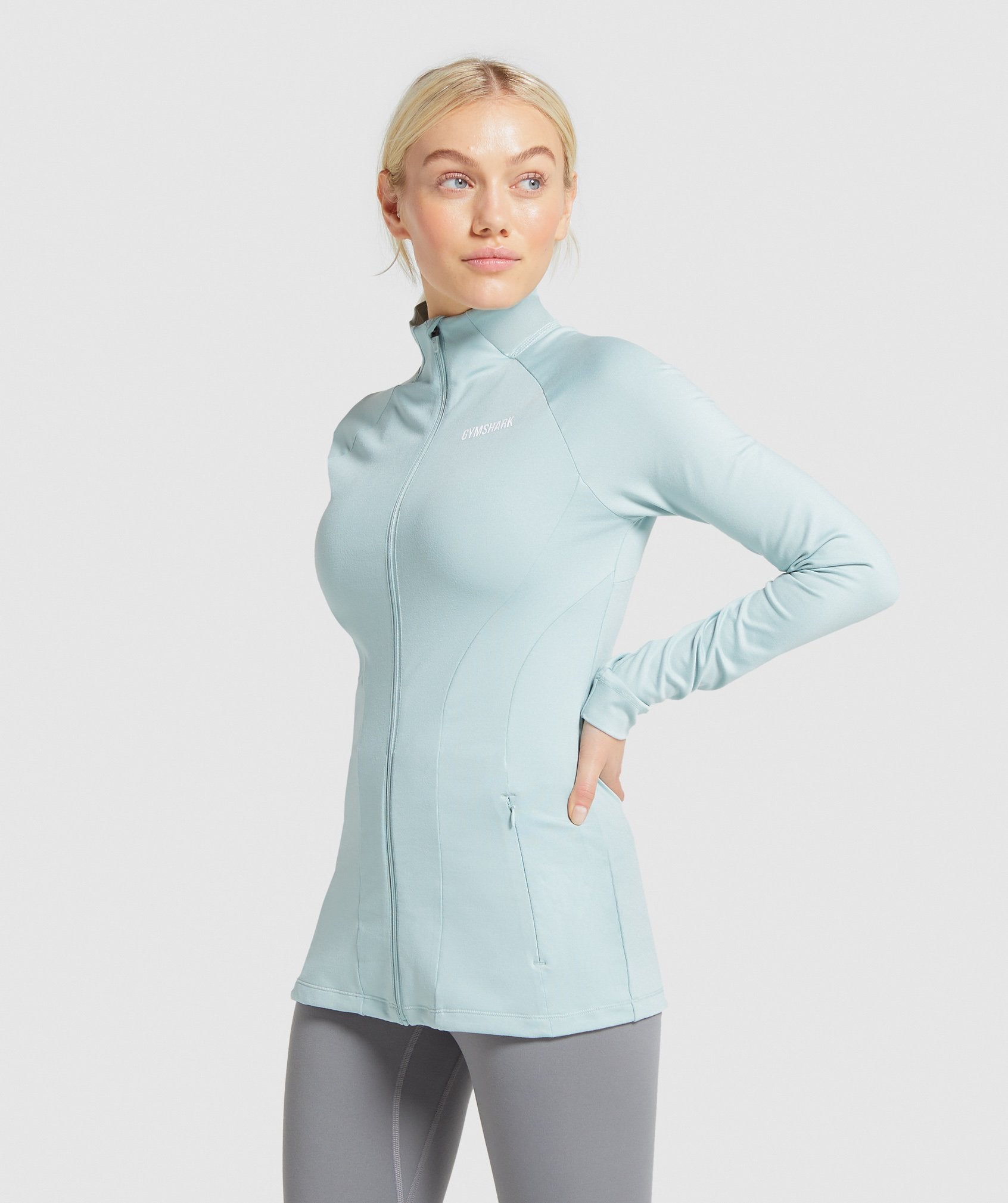 Gymshark Training Zip Up Jacket - Light Green Image A