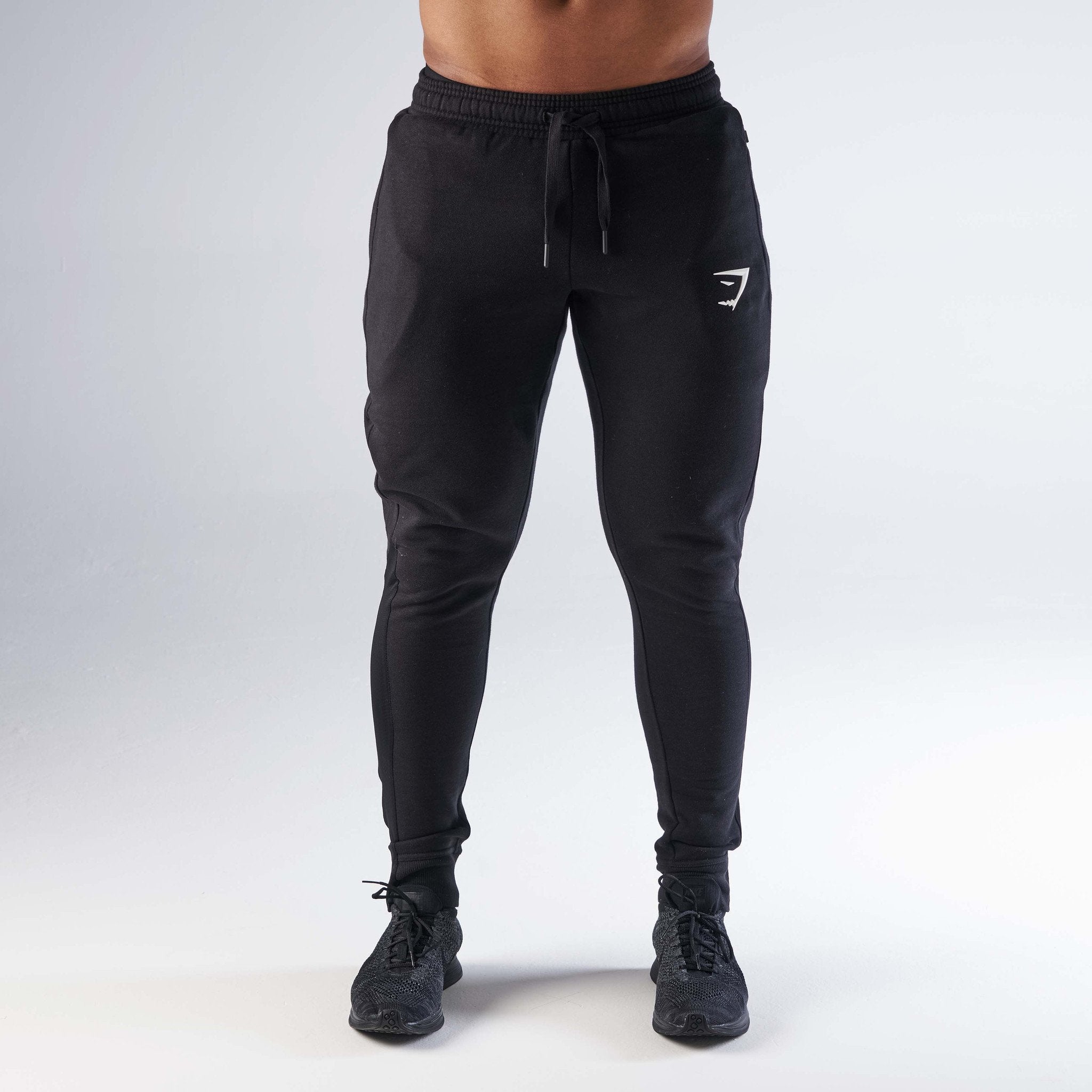 Tapered Cuffed Sweat Bottoms in Black - view 3