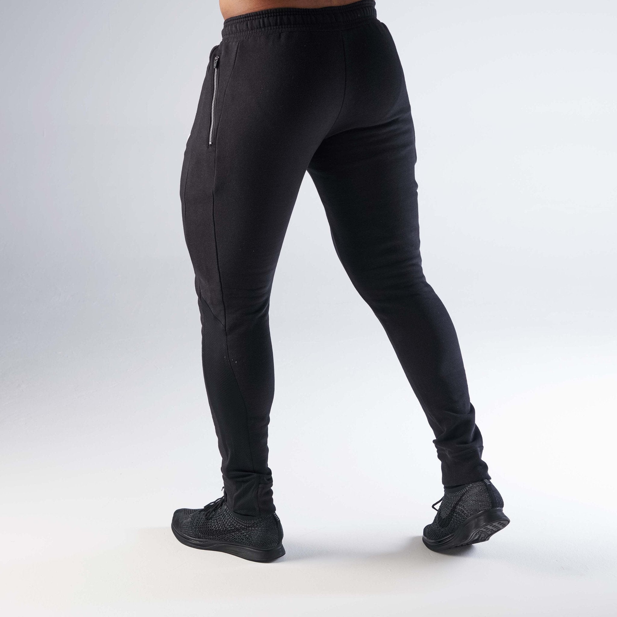 Tapered Cuffed Sweat Bottoms in Black - view 2