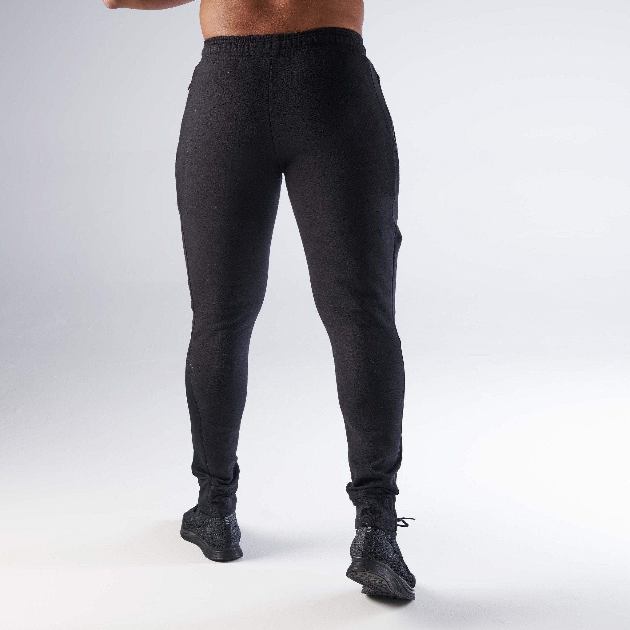 Tapered Cuffed Sweat Bottoms in Black - view 4