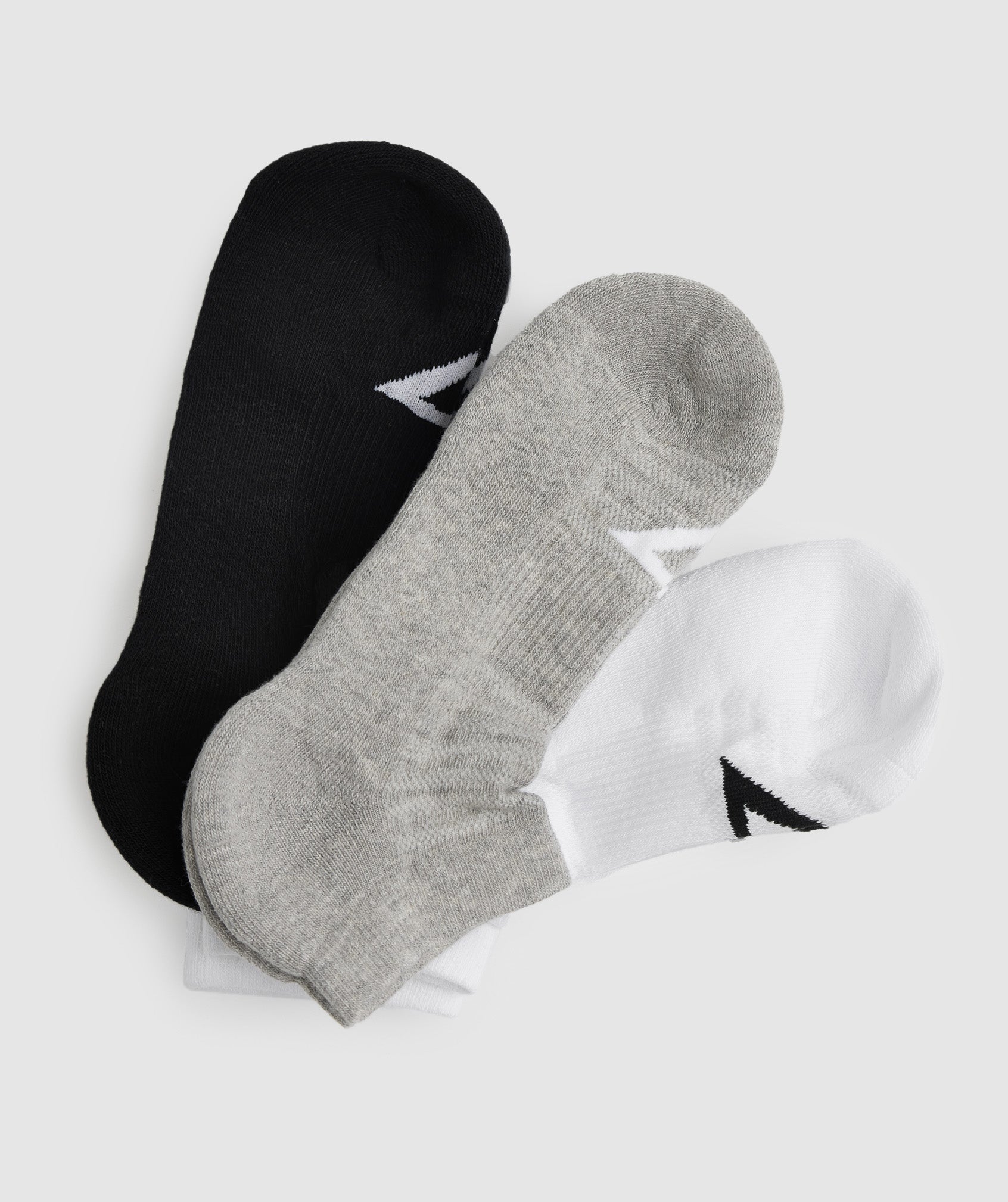 Trainer Socks 3pk in White/Light Grey Marl/Black - view 2
