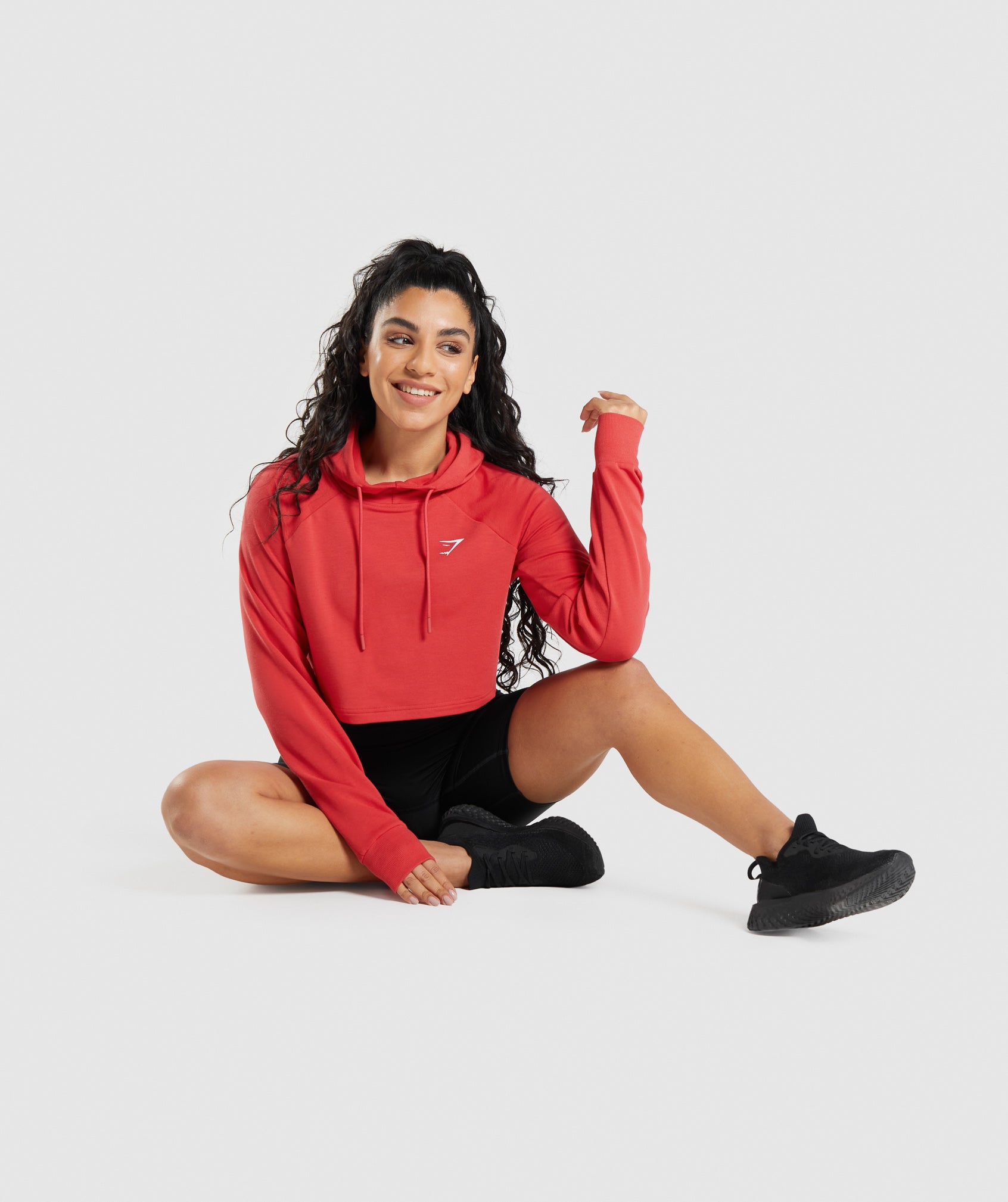 Training Cropped Hoodie in Ruby Red - view 4