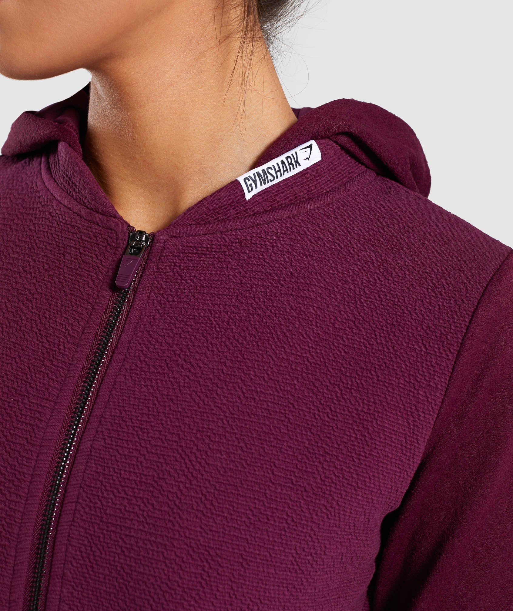 True Texture Hooded Bomber Jacket in Dark Ruby - view 6