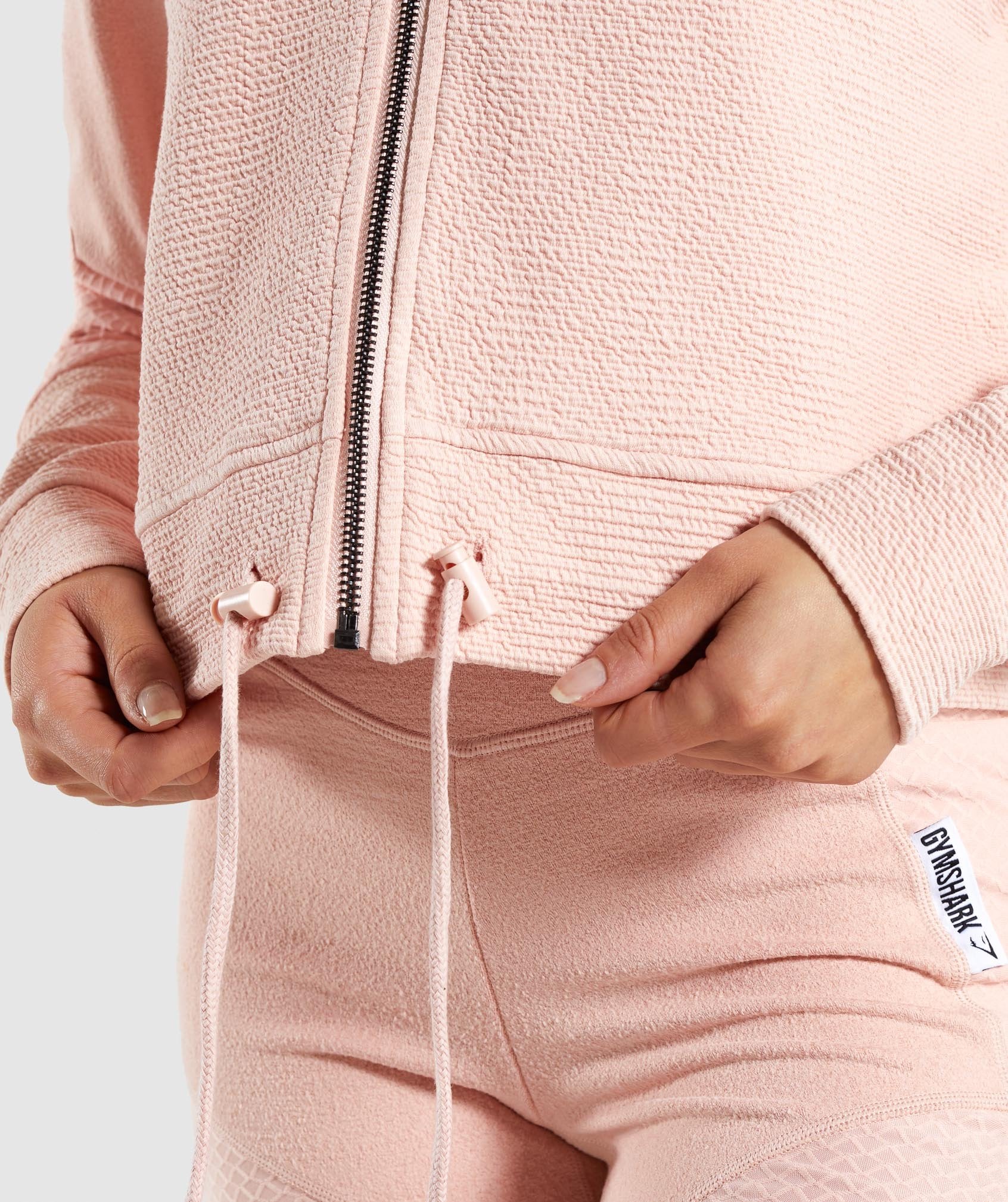 True Texture Hooded Bomber Jacket in Blush Nude - view 6