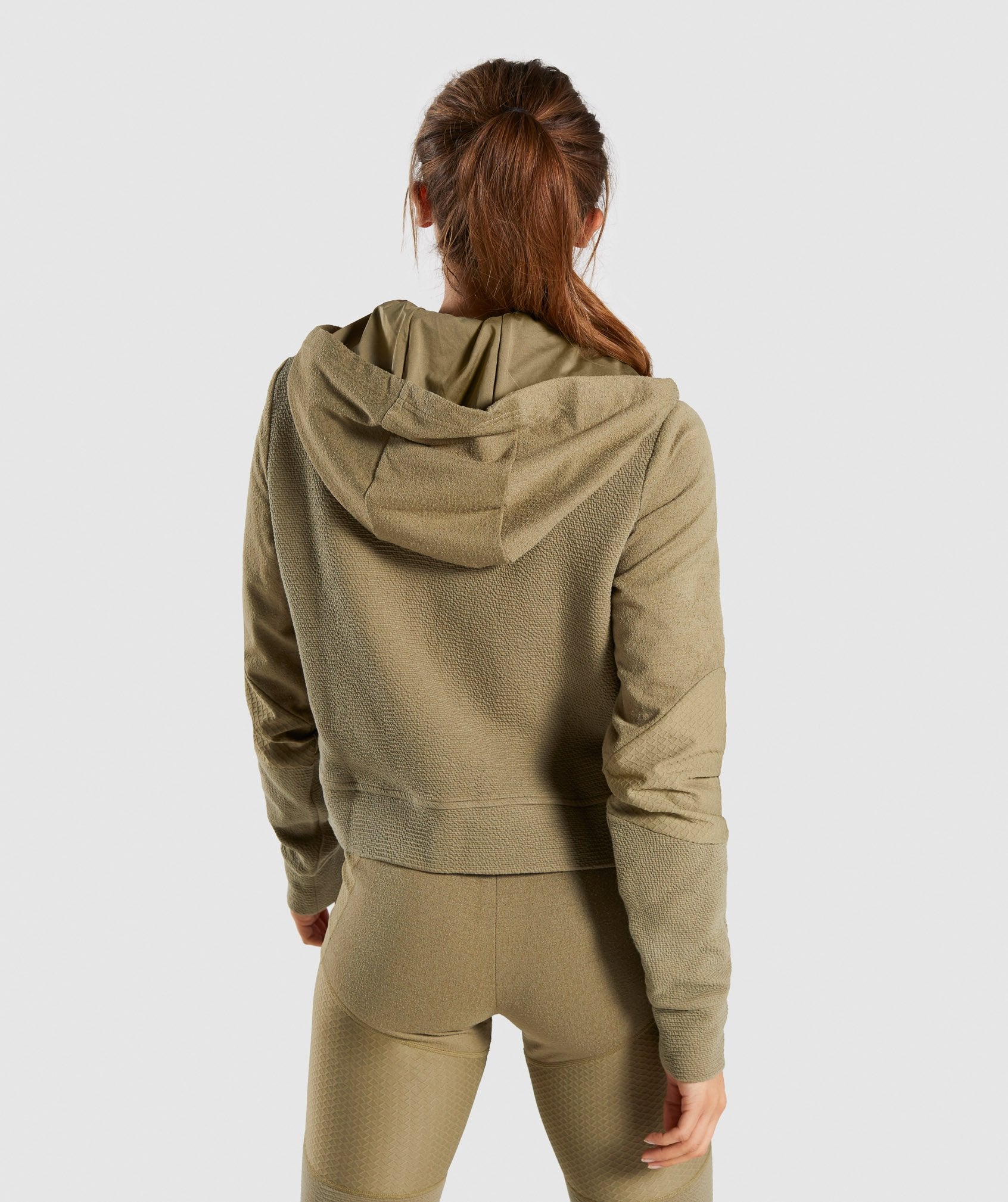 True Texture Hooded Bomber Jacket in Washed Khaki - view 2