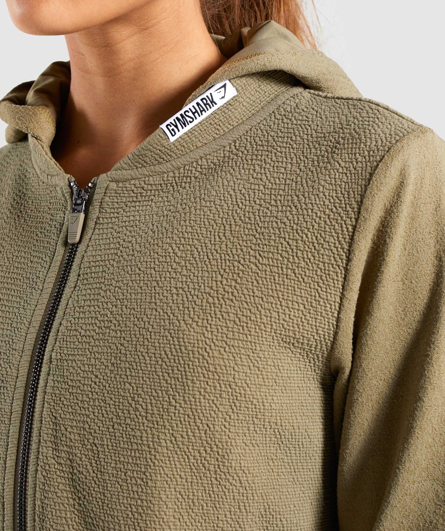 True Texture Hooded Bomber Jacket in Washed Khaki - view 5