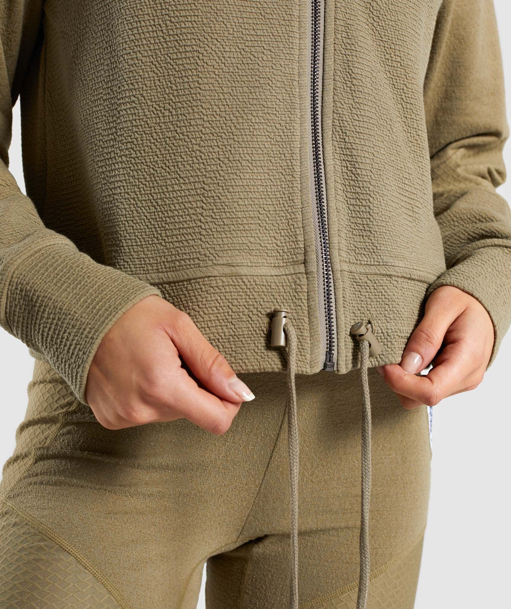 True Texture Hooded Bomber Jacket in Washed Khaki - view 6