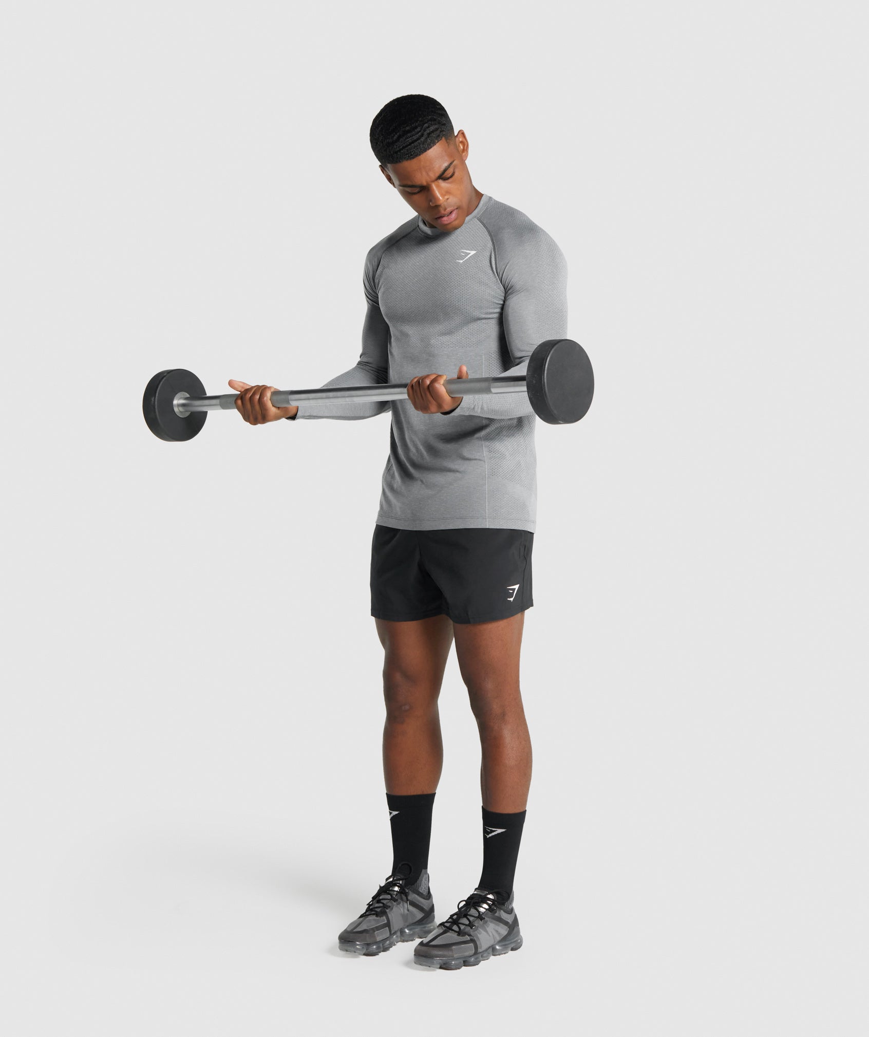 Vital Light Seamless Long Sleeve T-Shirt in Charcoal Marl - view 4