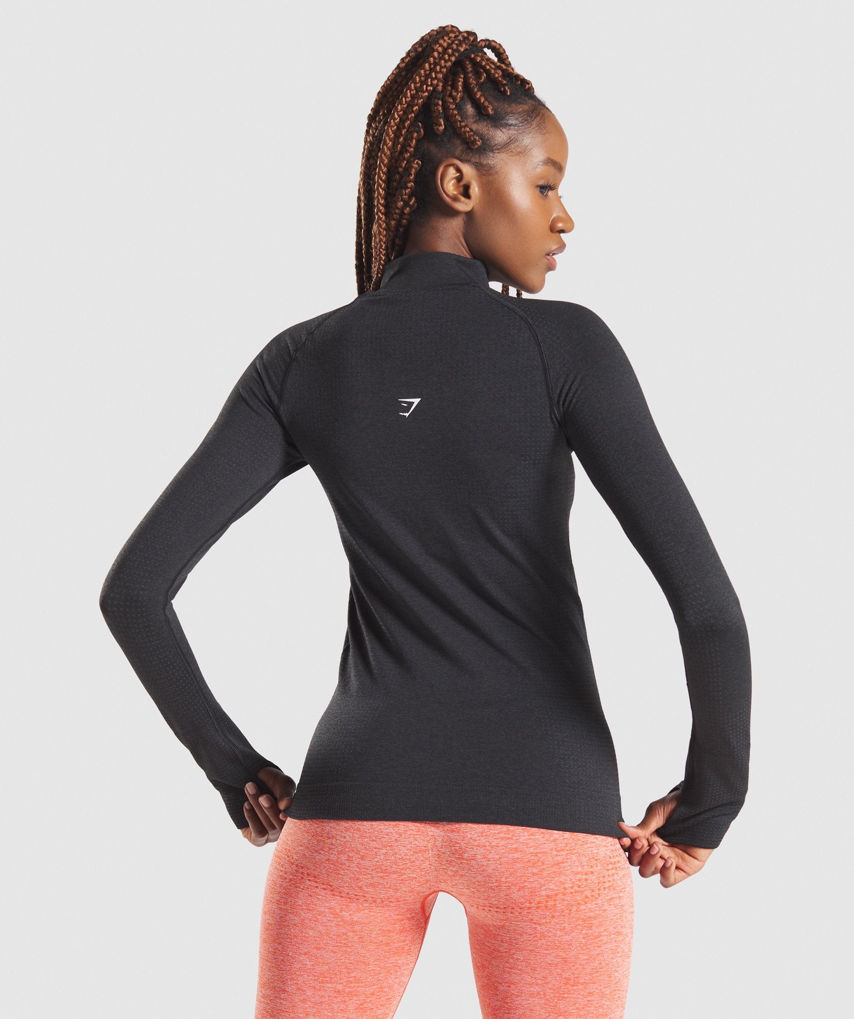 Vital Seamless 1/2 Zip Pullover in Black Marl - view 3