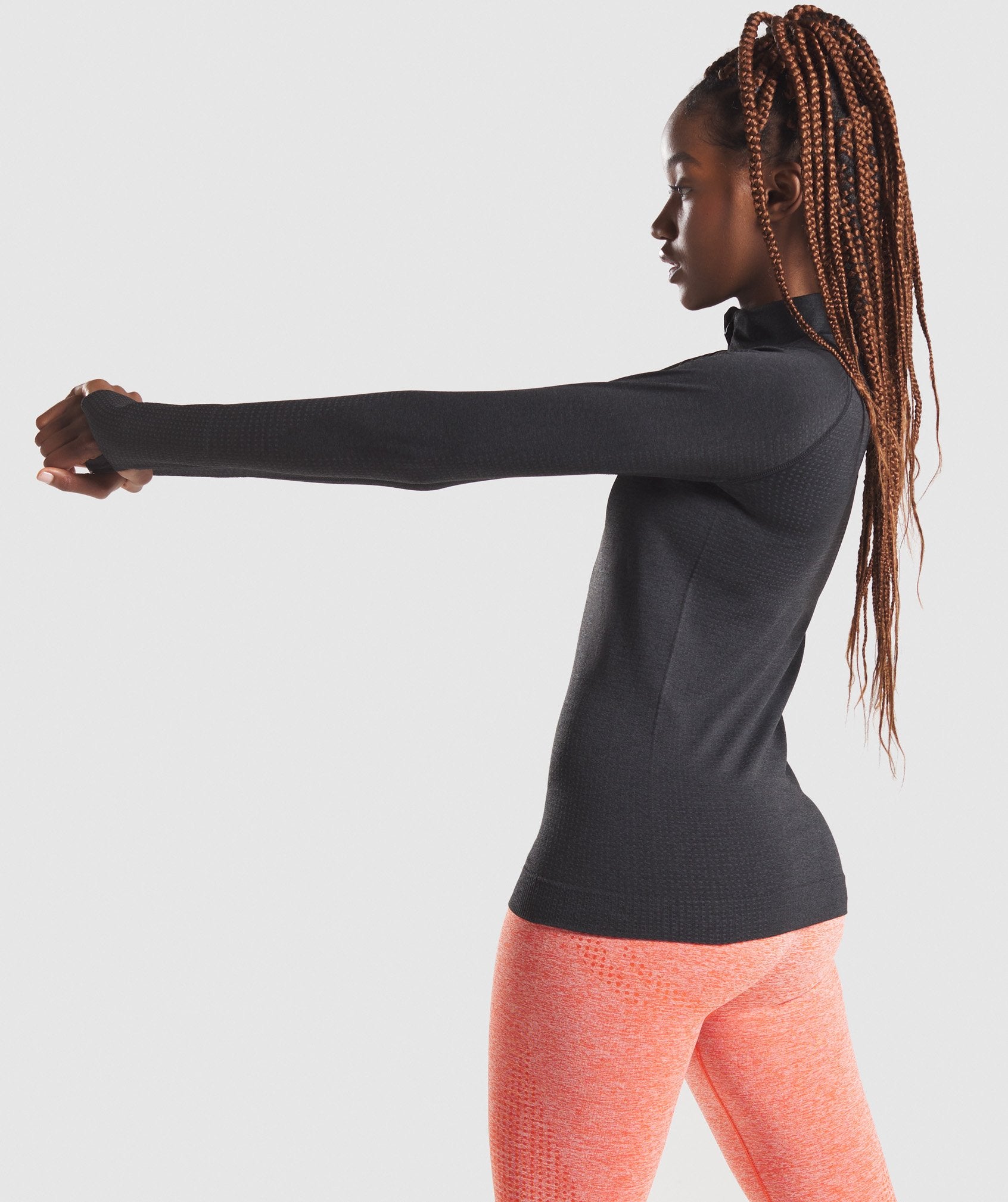 Vital Seamless 1/2 Zip Pullover in Black Marl - view 4