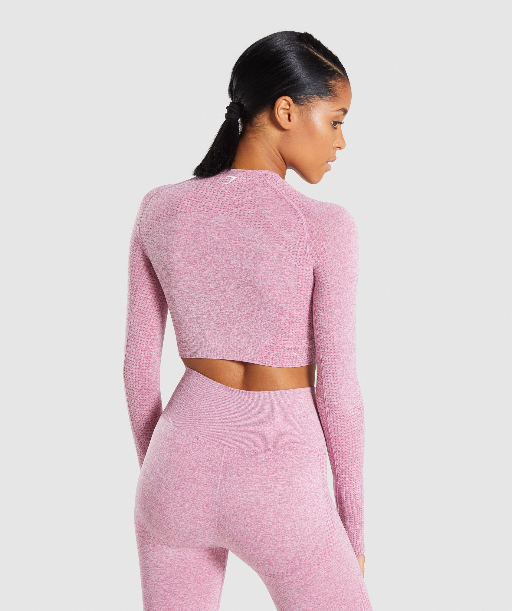 Vital Seamless Long Sleeve Crop Top in Dusky Pink Marl - view 2