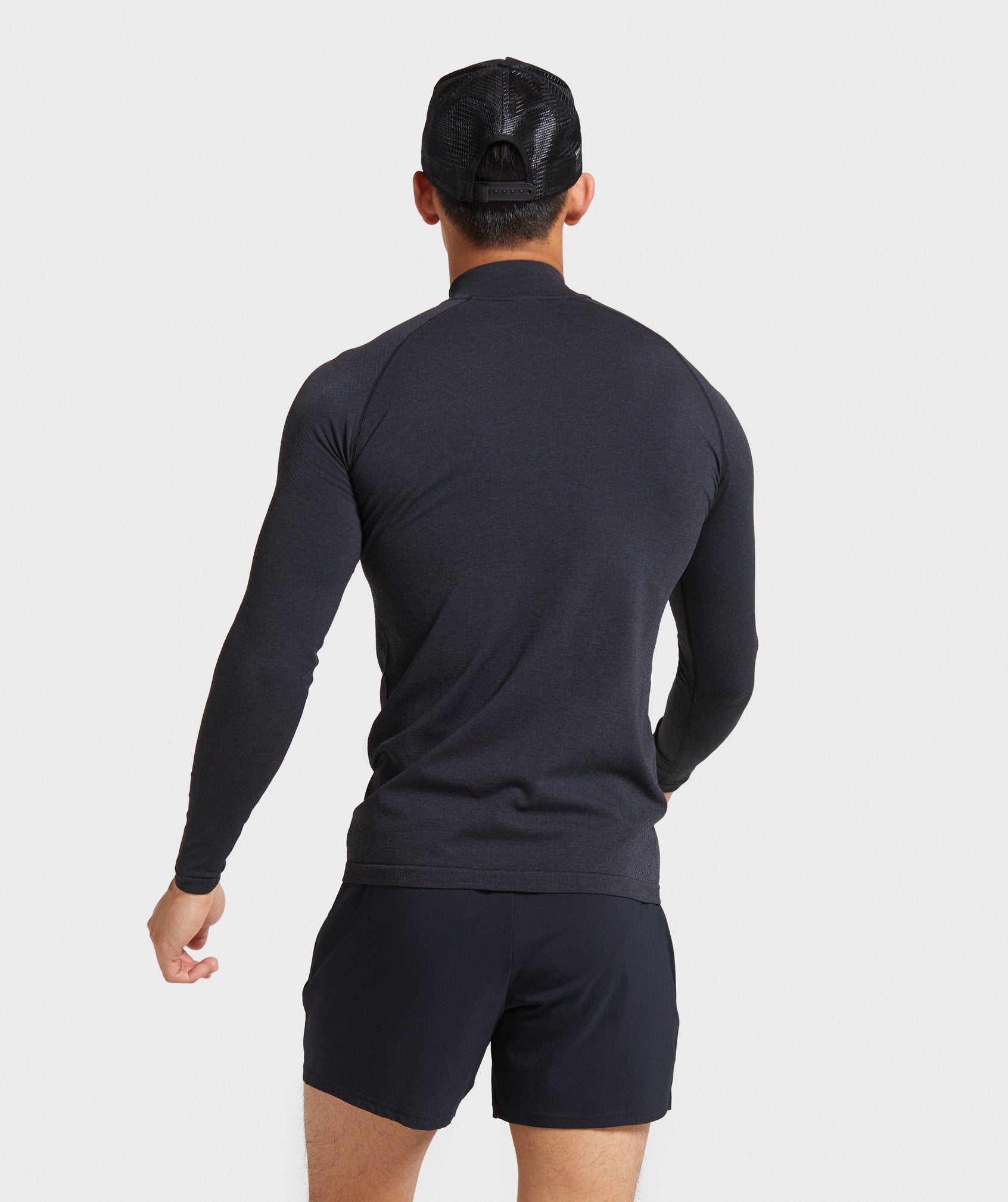 Vital Seamless 1/4 Zip Pullover in Black Marl