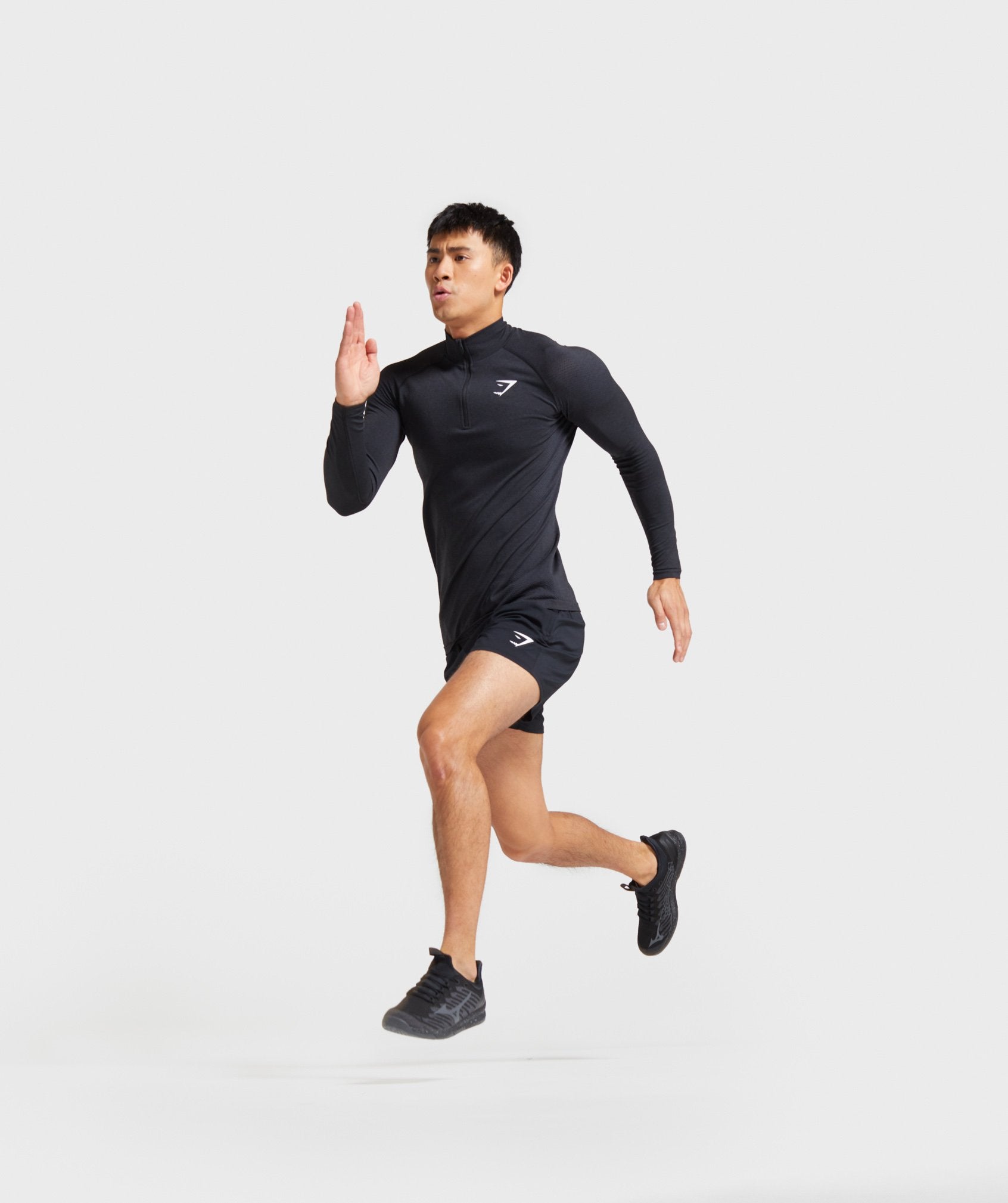 Vital Seamless 1/4 Zip Pullover in Black Marl