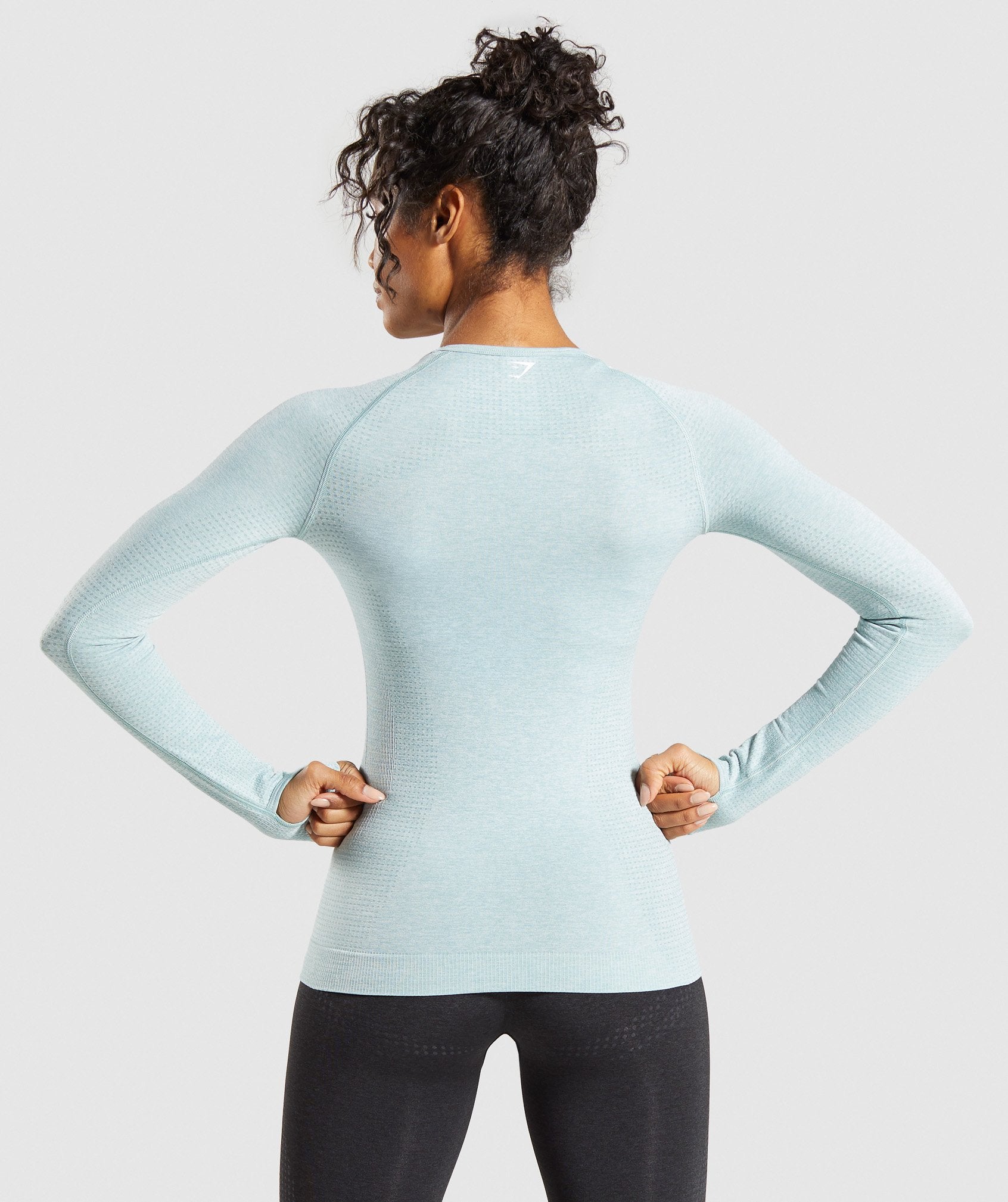 Gymshark Vital Seamless Long Sleeve Top - Light Green Marl Image B