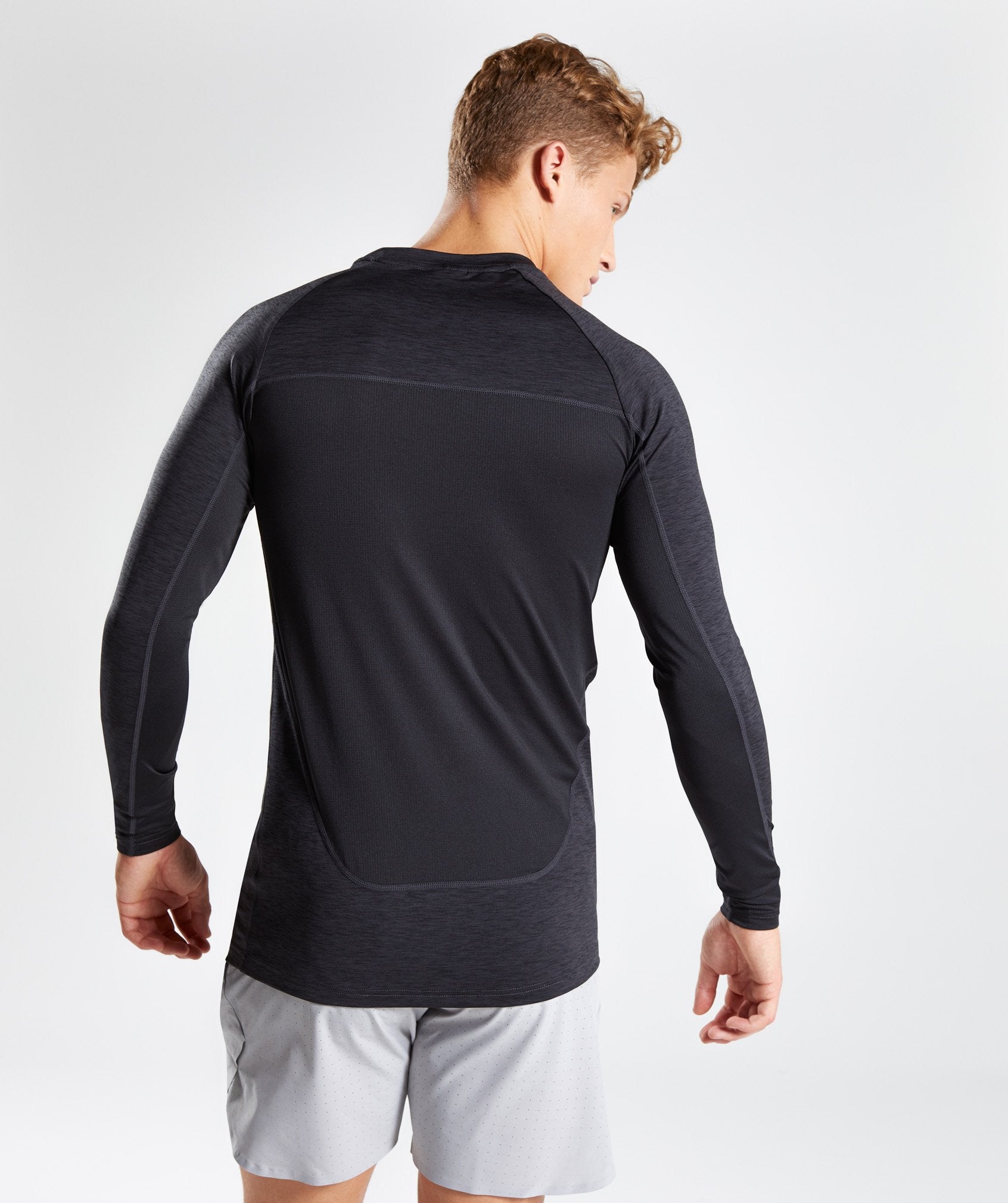 Vertex Long Sleeve T-Shirt in Black Marl - view 2