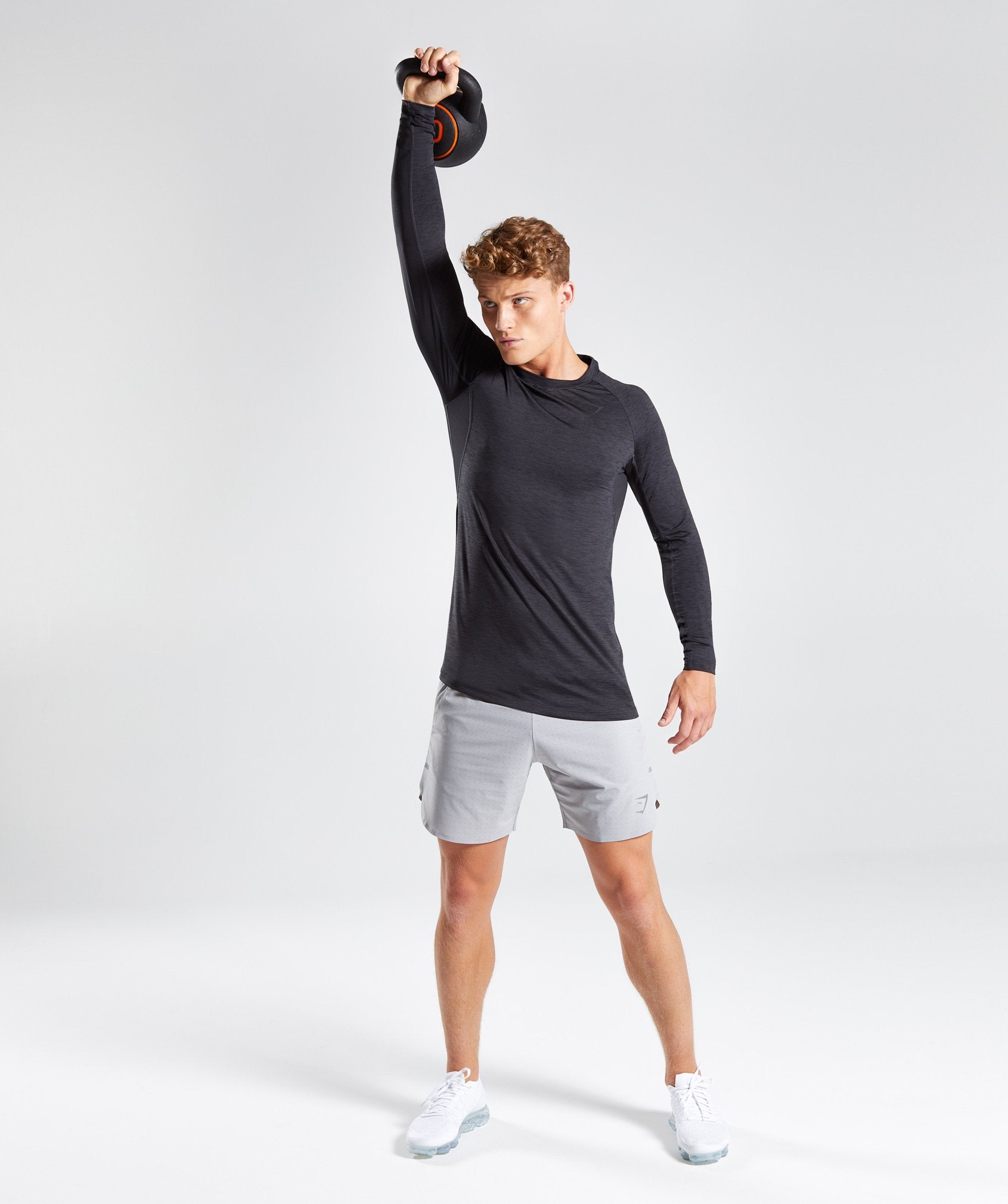 Vertex Long Sleeve T-Shirt in Black Marl - view 3